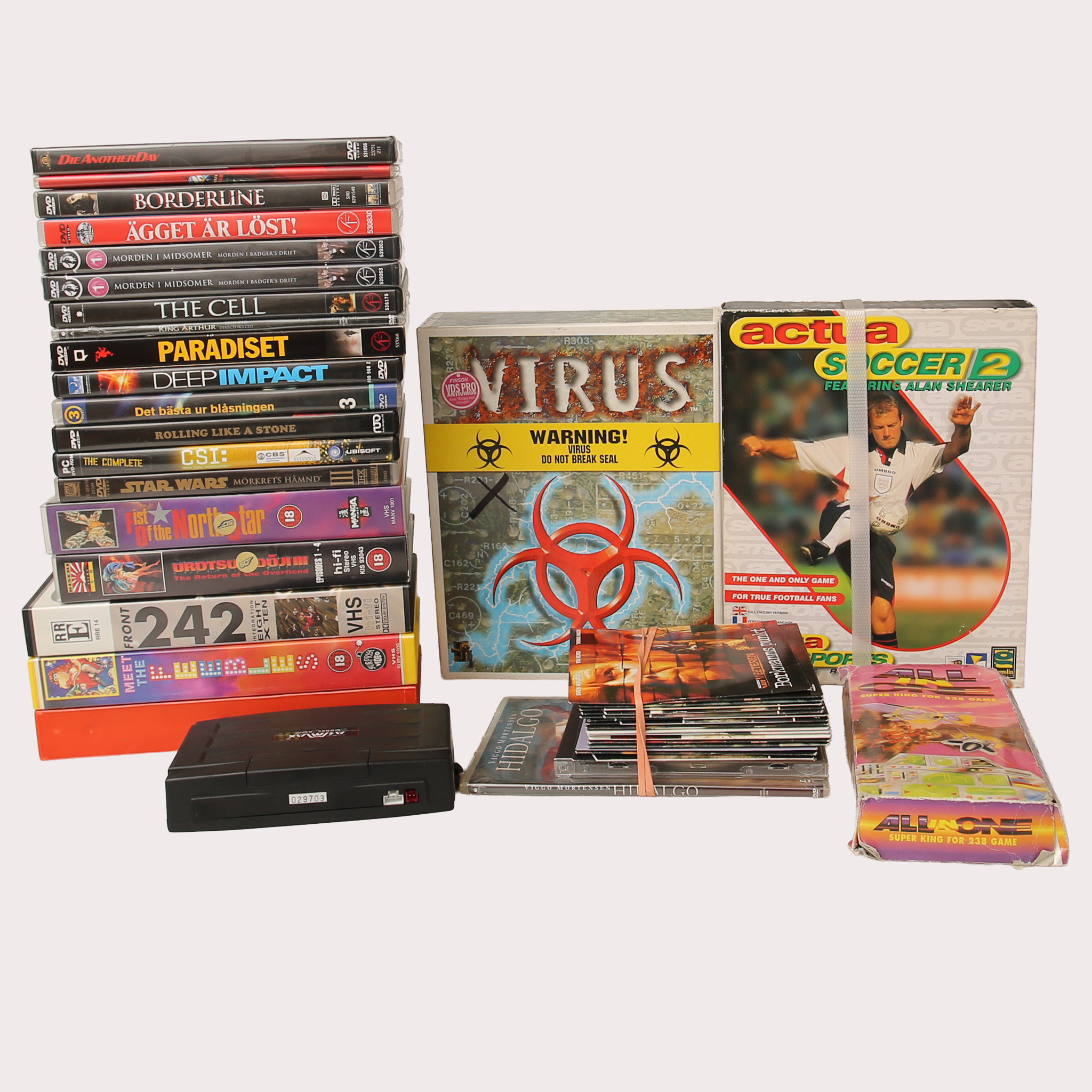 DVD OCH VHS, mm, ett parti, mestadels filmer, något spel förekommer. Start, 1900-talets sista fjärdedel, och senare.