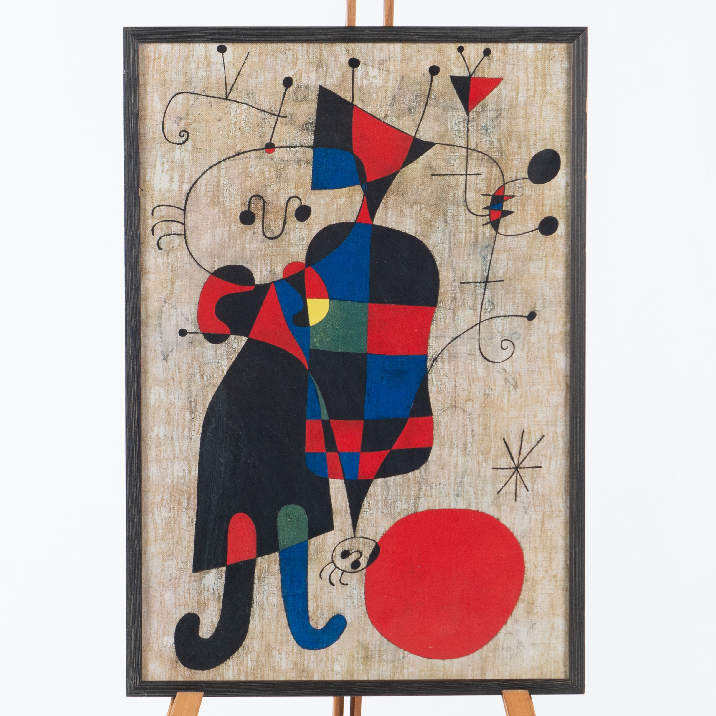 JOAN MIRÓ. EFTER. Tryck "Figurer och hund framför solen".