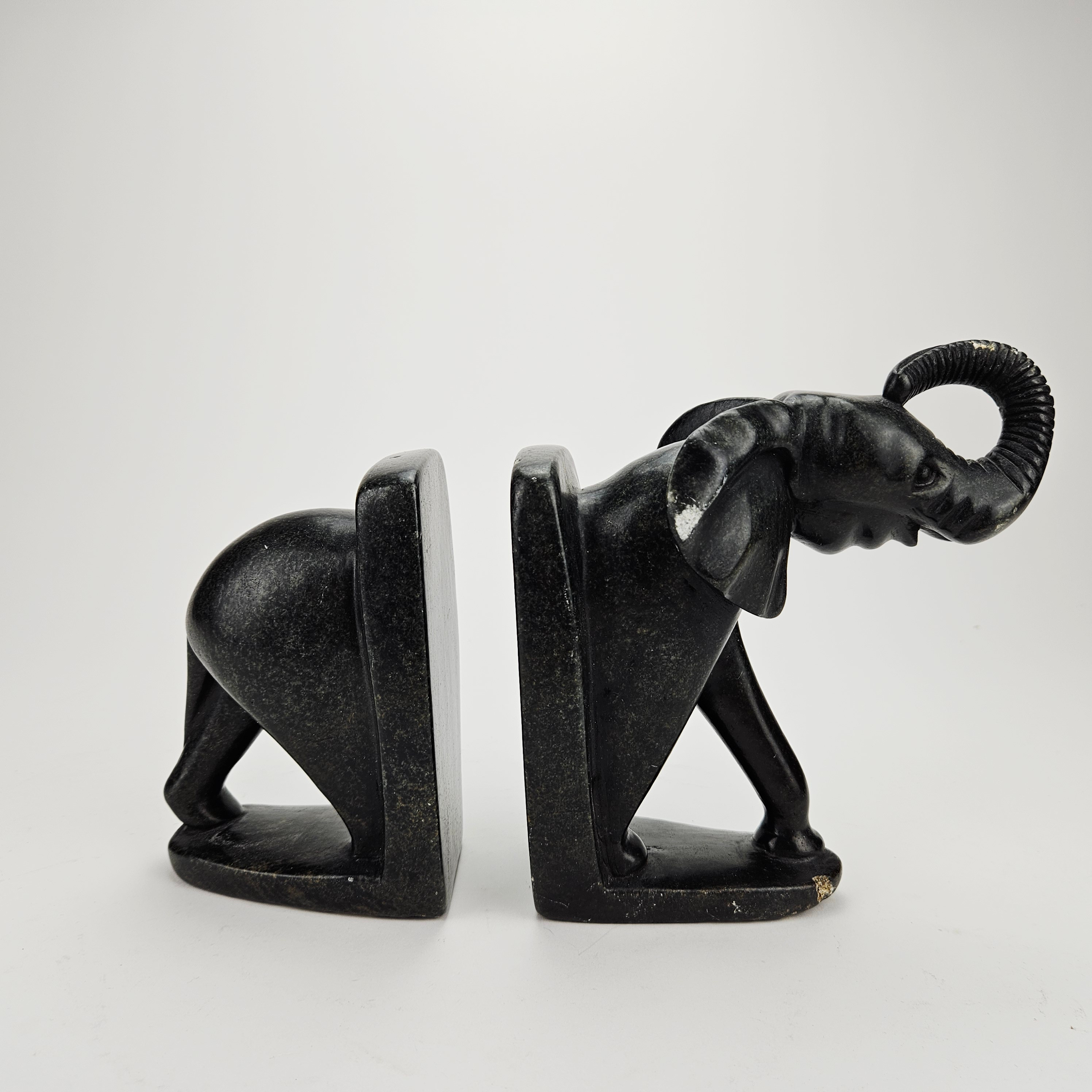 BOKSTÖD, ett par, sten, elefant, 1900-tal.