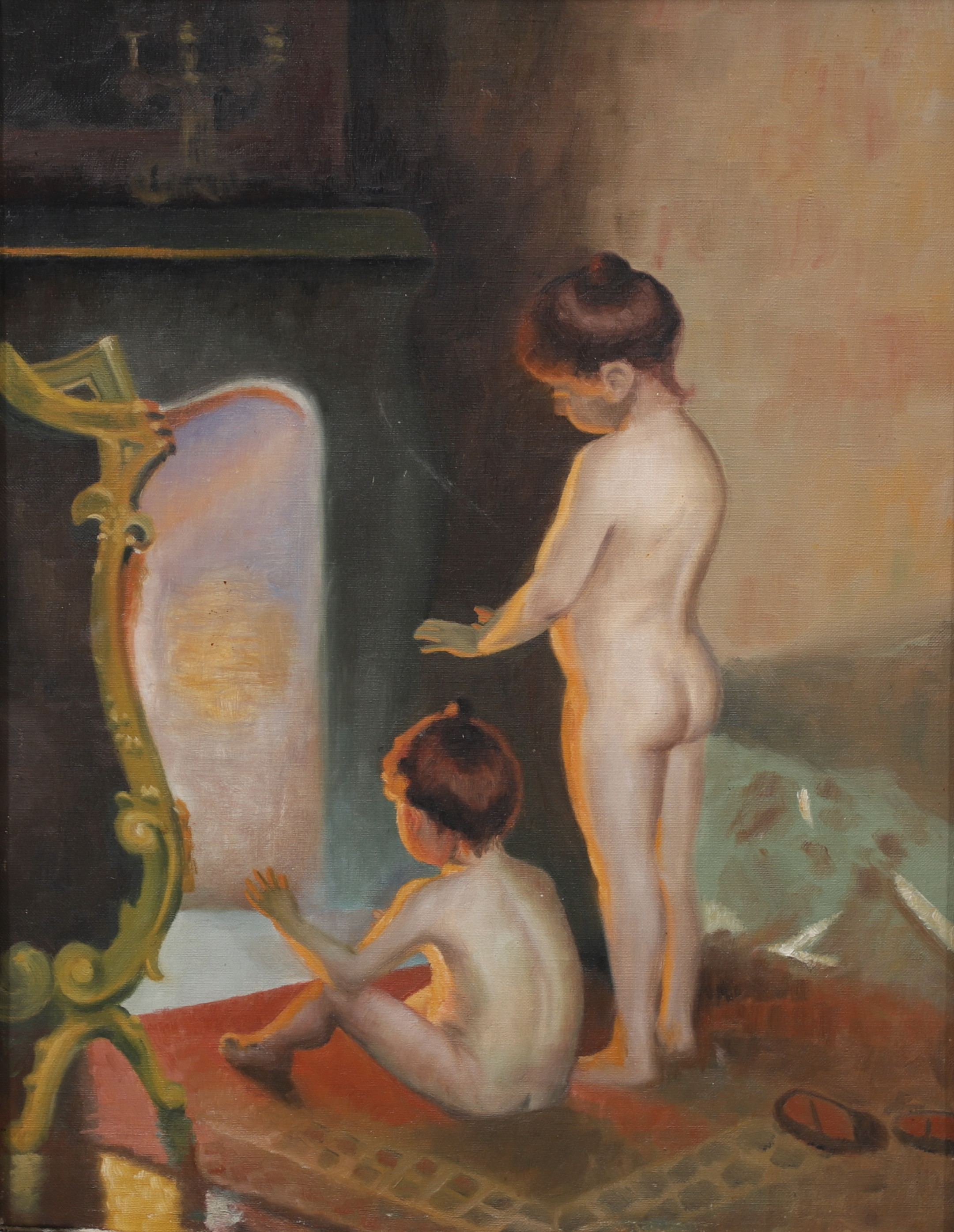 GÖSTA SÄFBOM. "Efter badet", olja på duk.