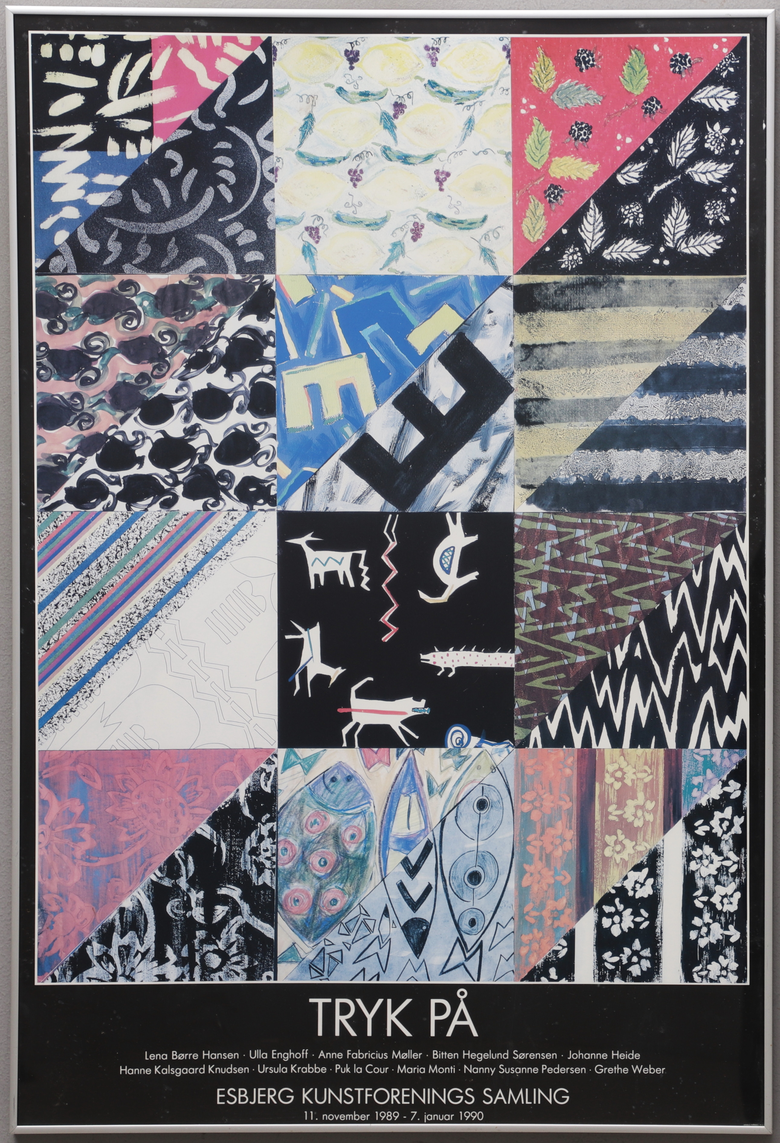 UTSTÄLLNINGSAFFISCH, "TRYK PÅ", Esbjerg Kunstforenings samling, 1989.
