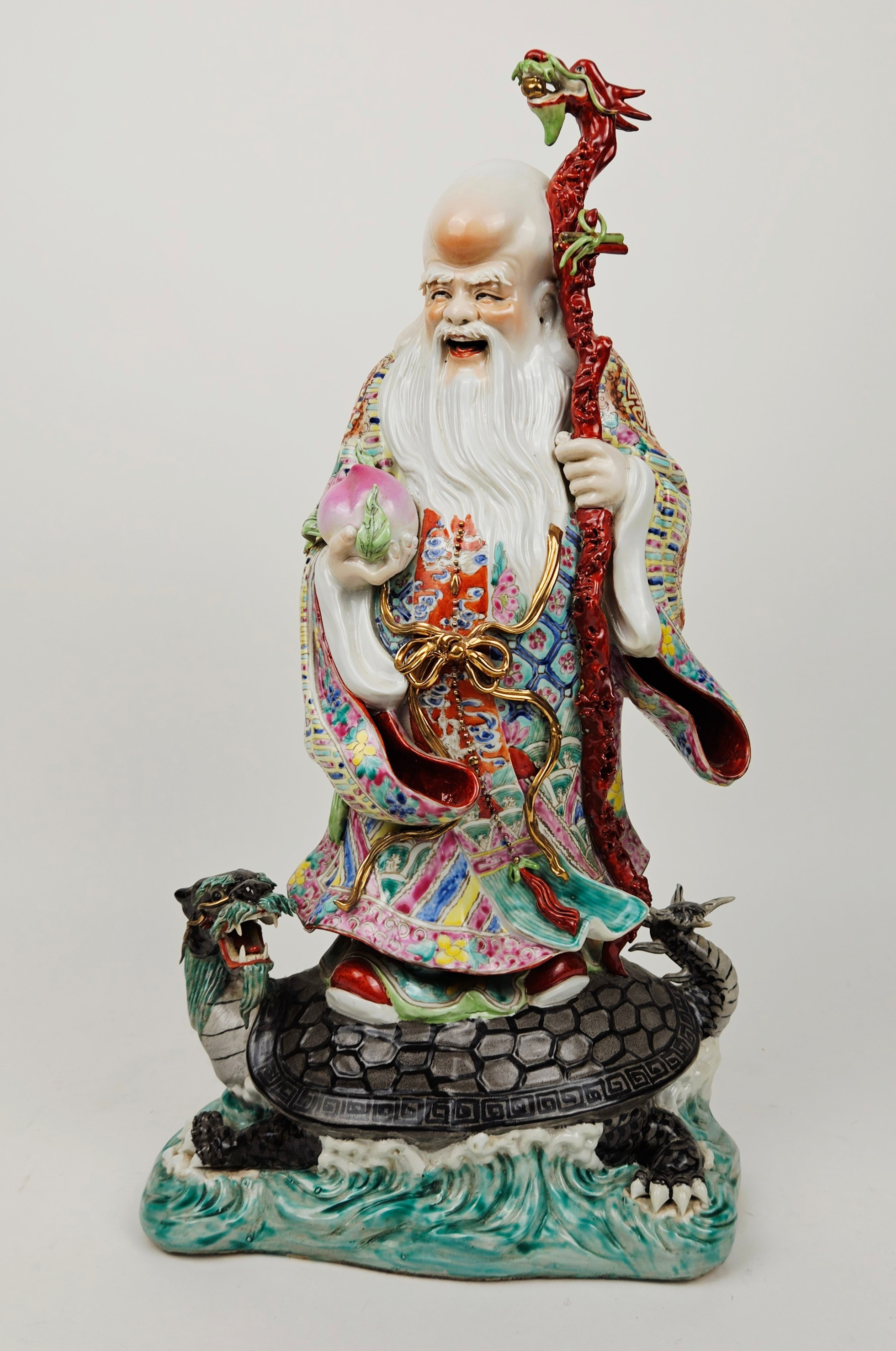 SKULPTUR, porslin, föreställande Shou-Lao, Kina, med märke.