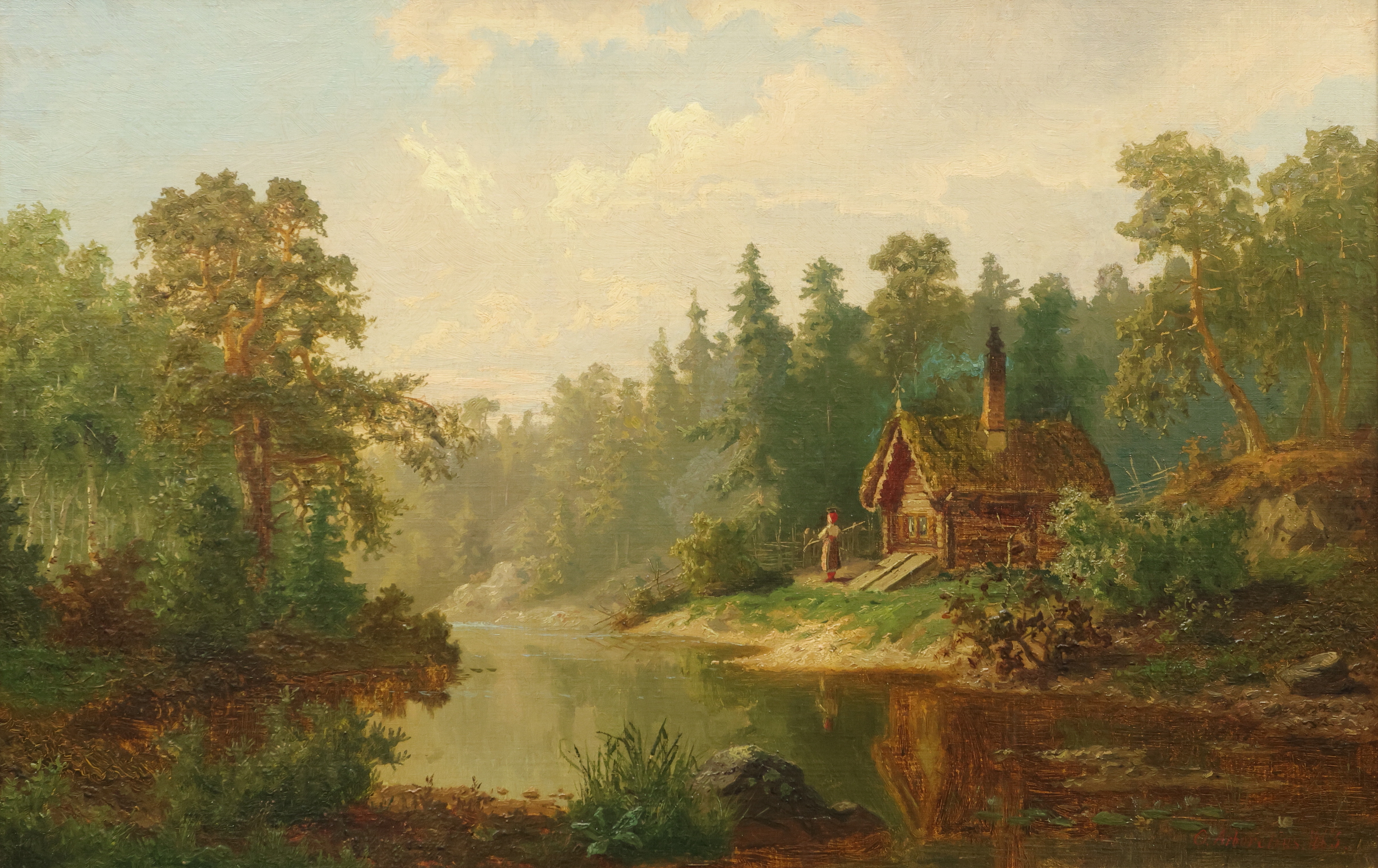 OLOF ARBORELIUS. olja på duk uppfodrad på pannå, landskap, signerad O. Arborelius, daterad 1863.