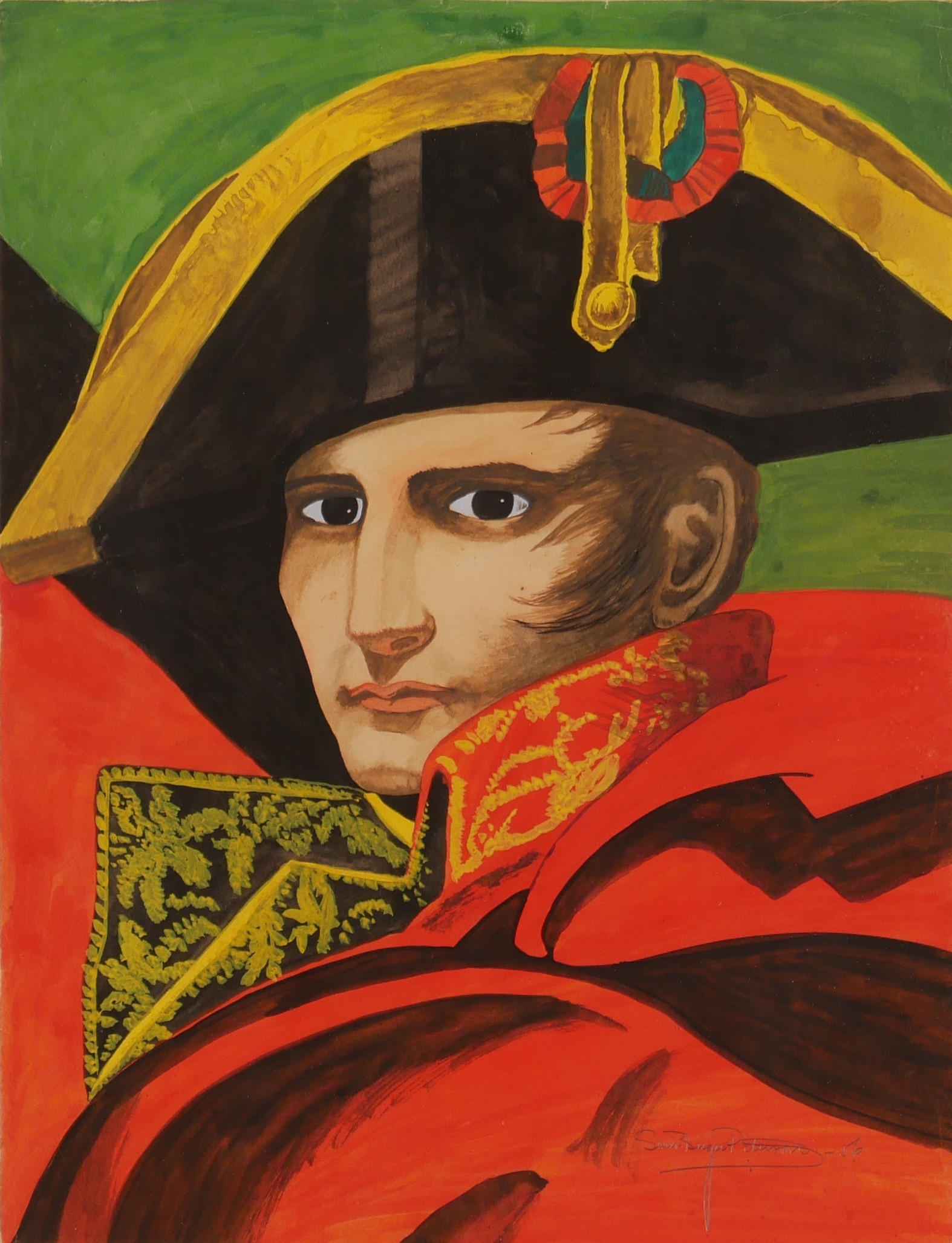SVEN-BIRGER PETERSSON. Napoleon Bonaparte, blandteknik, signerad Sven-Birger Petersson -56.