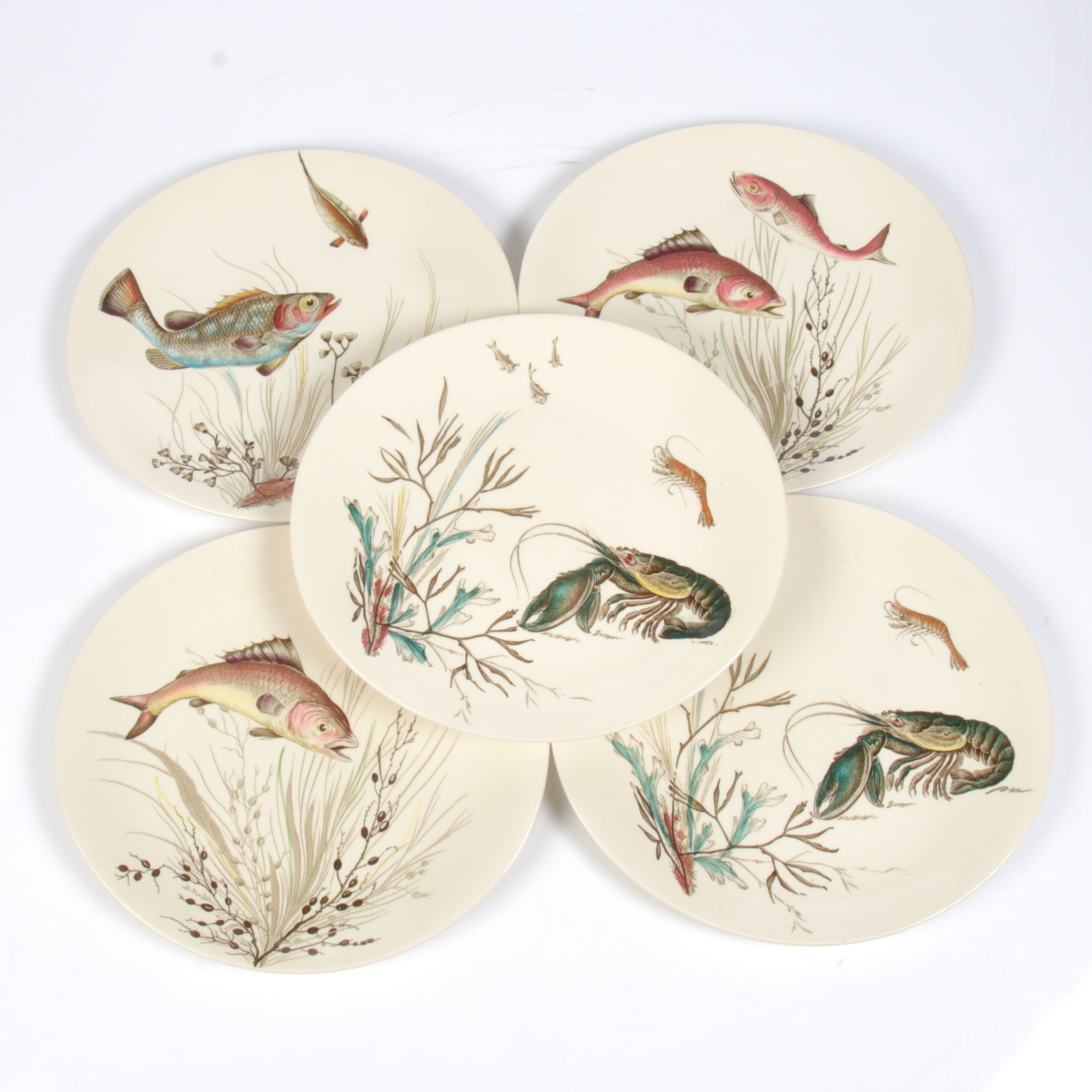 FISKTALLRIKAR, 5 st, "Fish", Johnson Bros, flintgods, England.