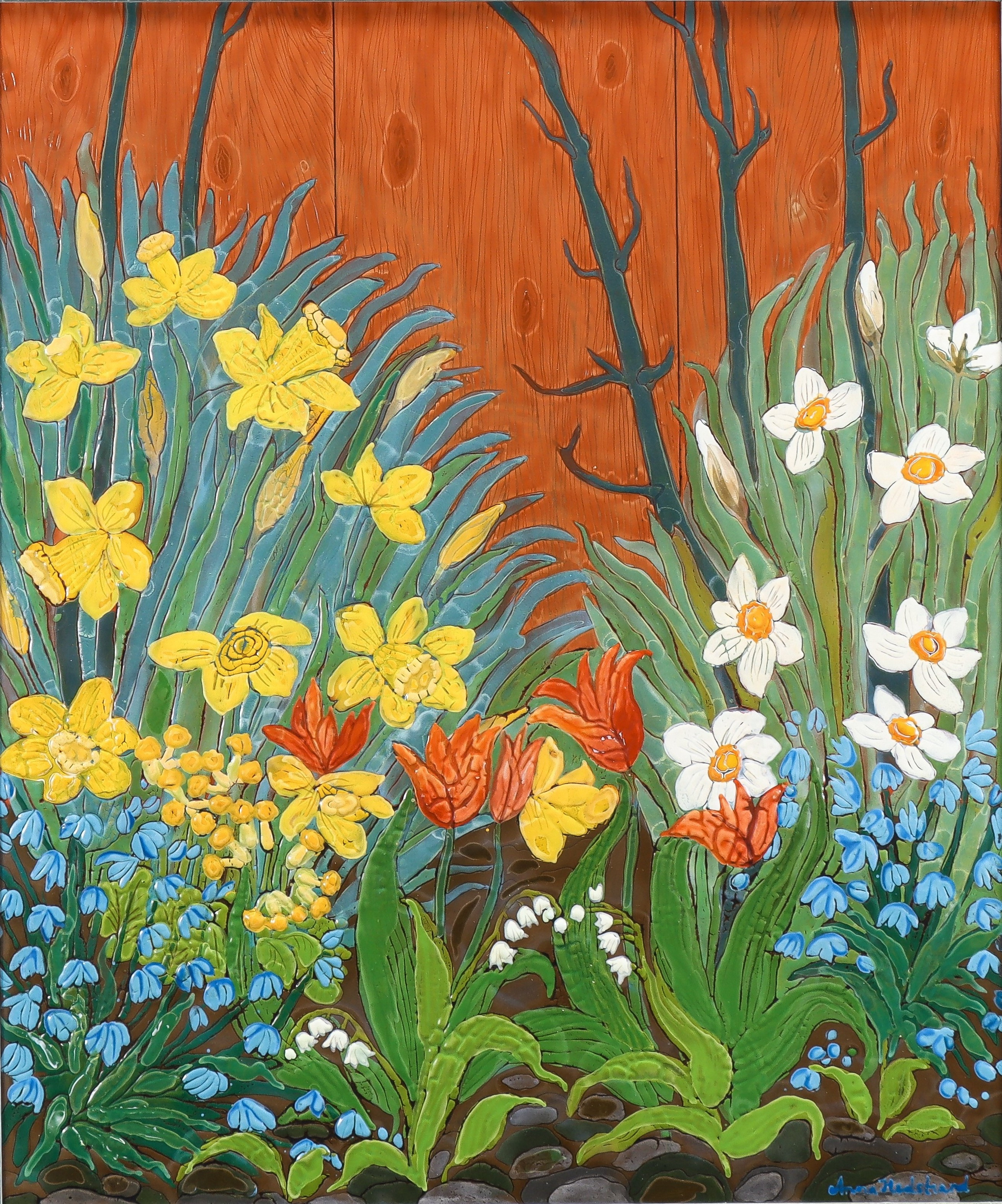 ANNA HEDSTRAND. Blommor vid husfasad.