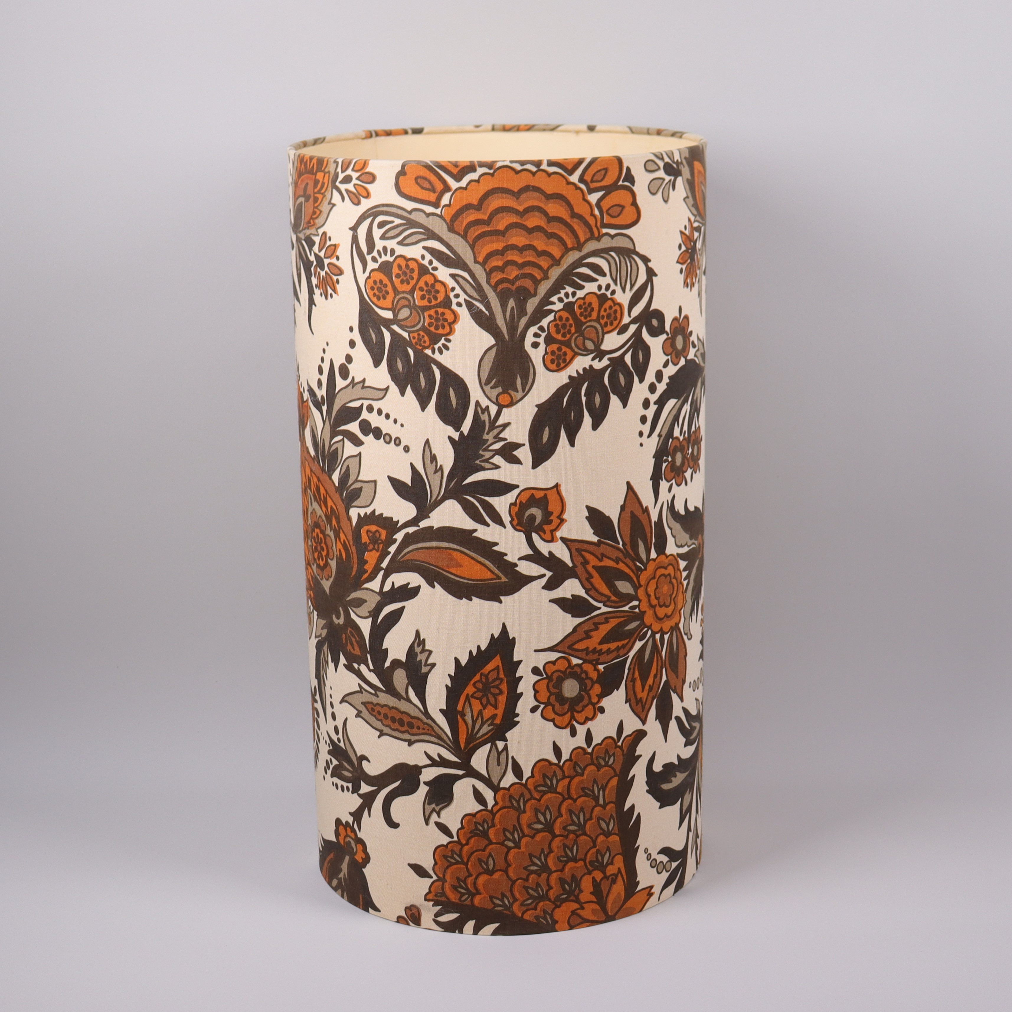 LAMPSKÄRM, floral dekor i brunt, 1970-tal.