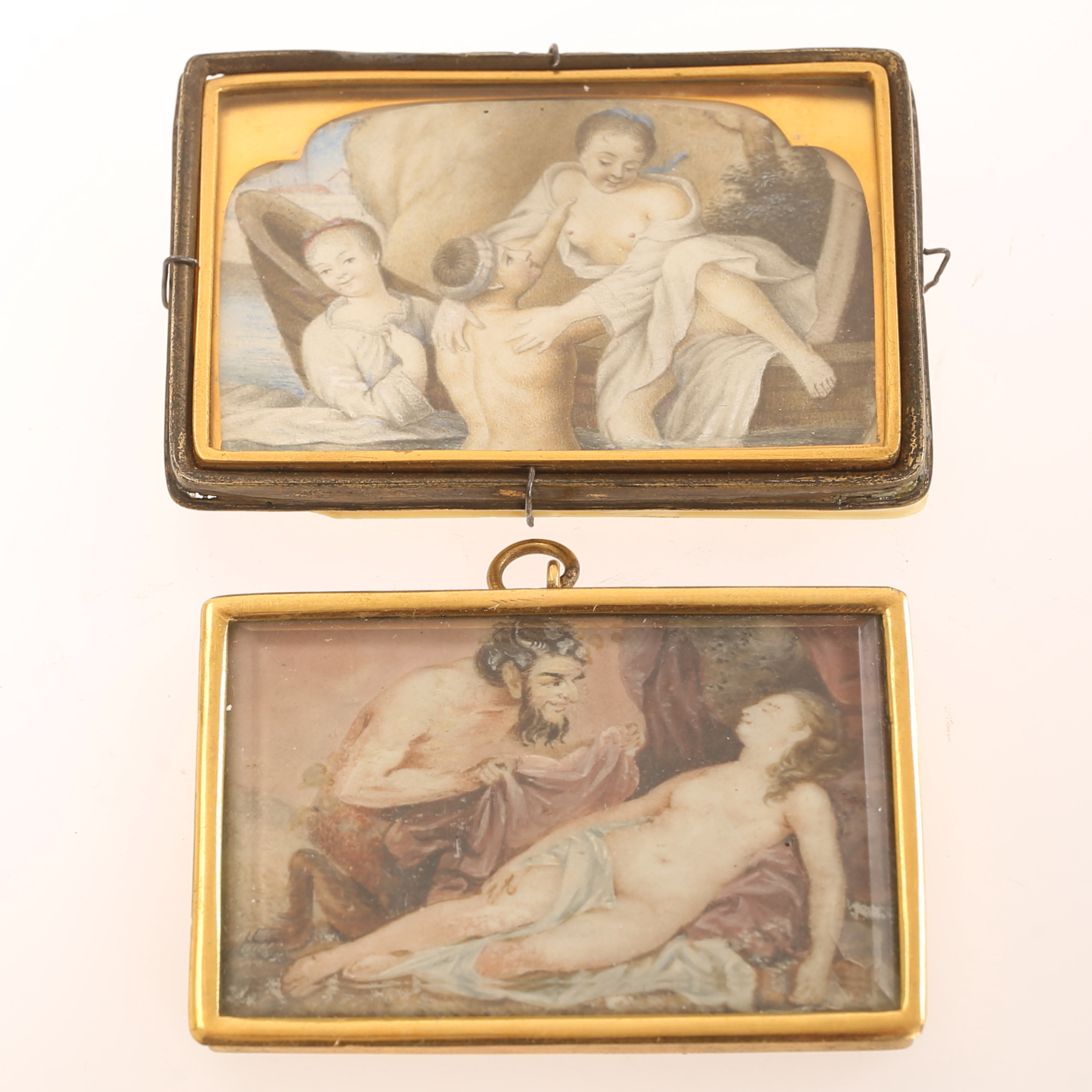 MINIATYRMÅLNINGAR, 2 stycken, 1800-tal.