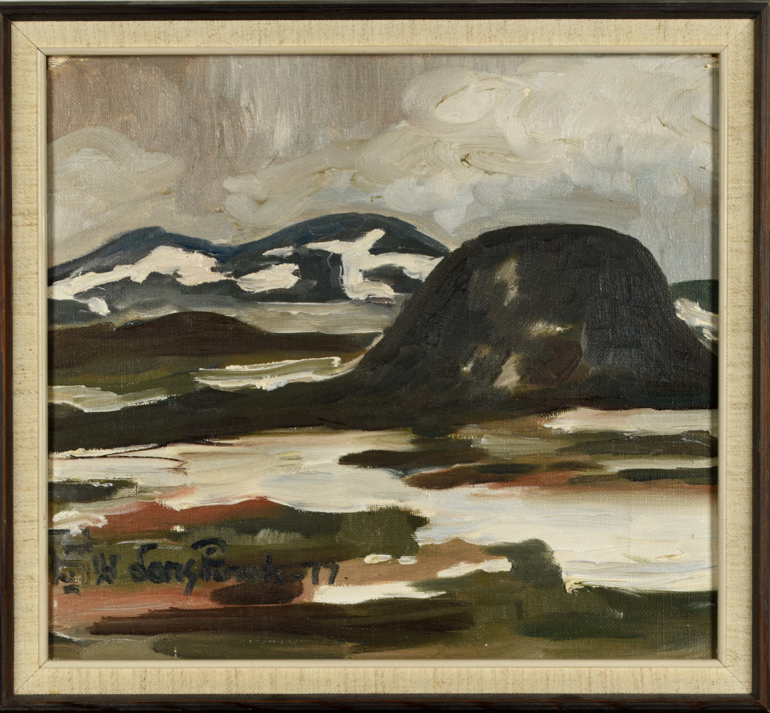 LARS PIRAK. Olja på duk, fjällmotiv, signerad, daterad 1977.