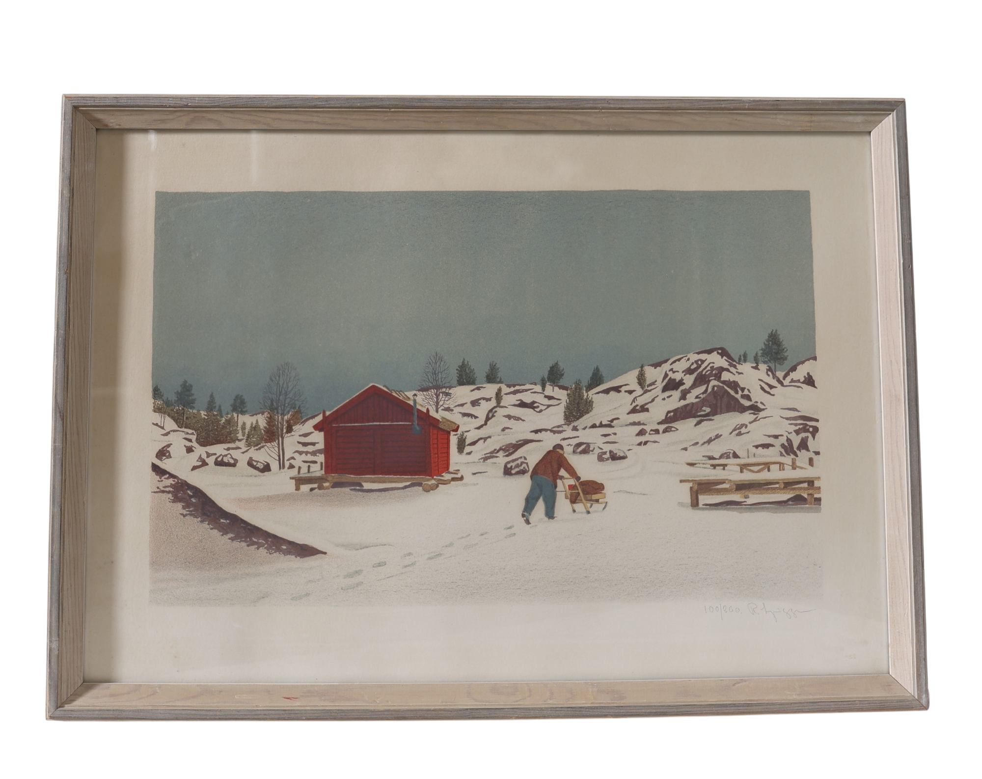 REINHOLD LJUNGGREN (1920-2006). vintermotiv, färglitografi, signerad och numrerad 100/260.