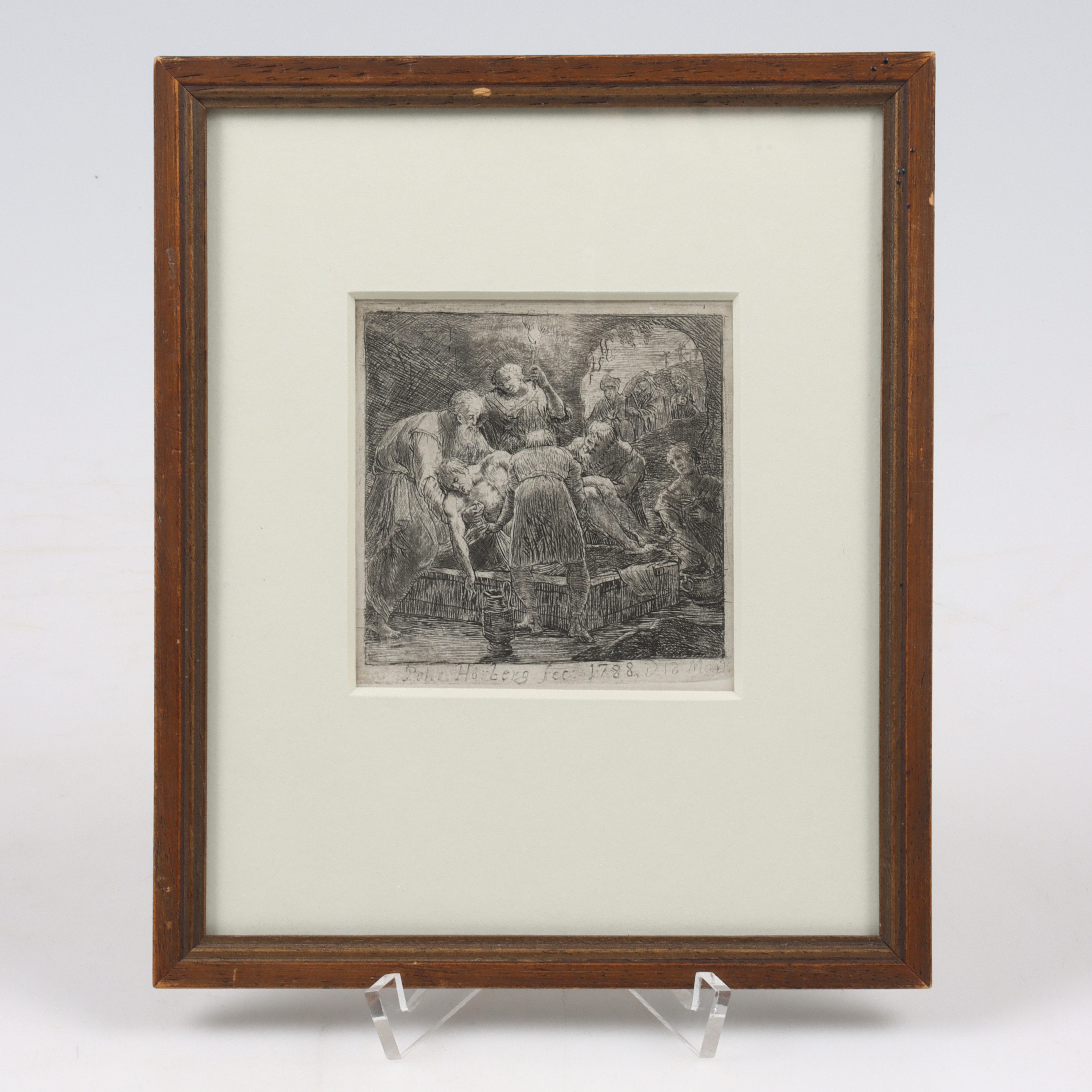 PEHR HÖRBERG  (1746-1816). "Kristi Grafläggning" etsning, signerad, daterad 1788.