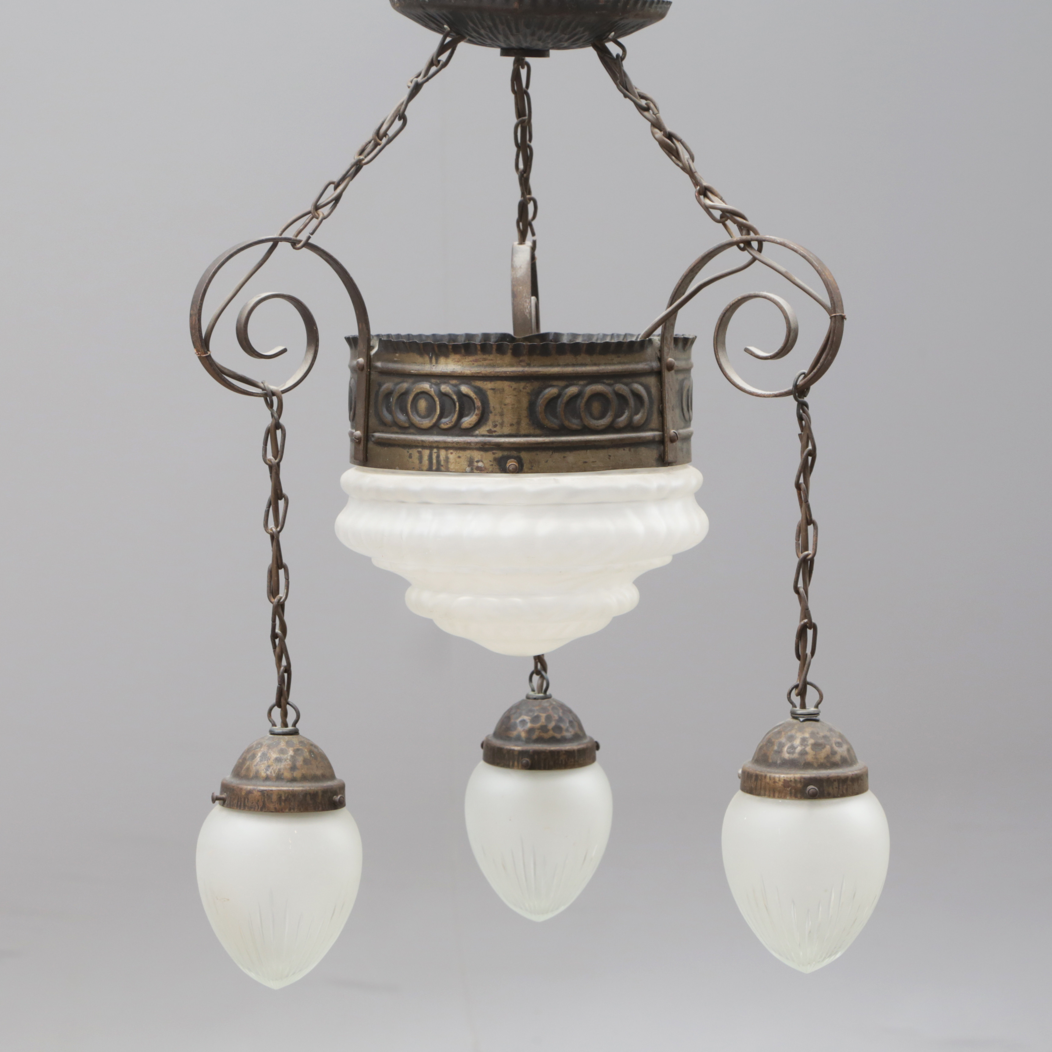 TAKLAMPA, glas/metall, jugendstil, 1900-tal.