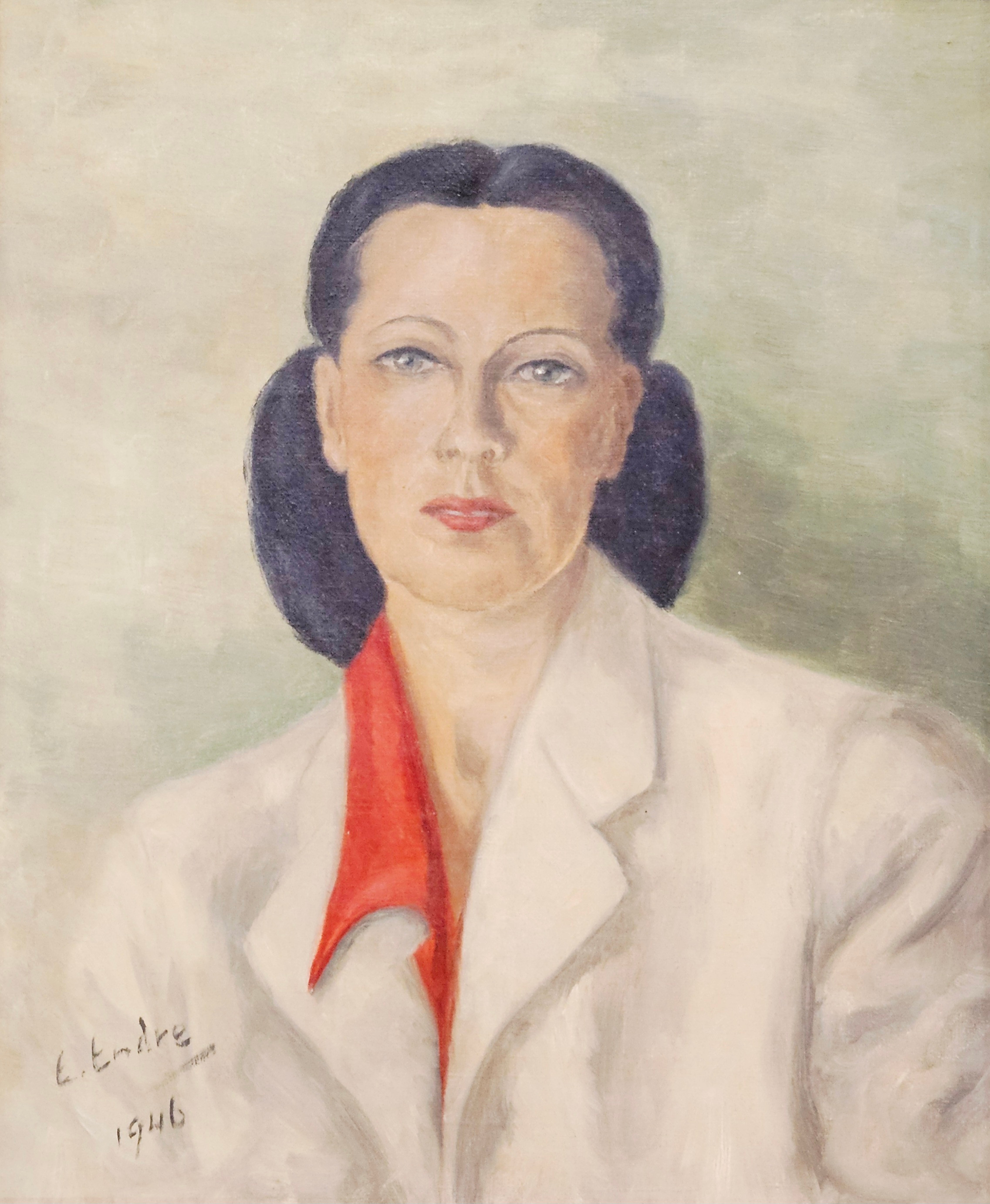 OIDENTIFIERAD KONSTNÄR. Porträtt. Olja på duk, signerad E. Endre och daterad 1946.