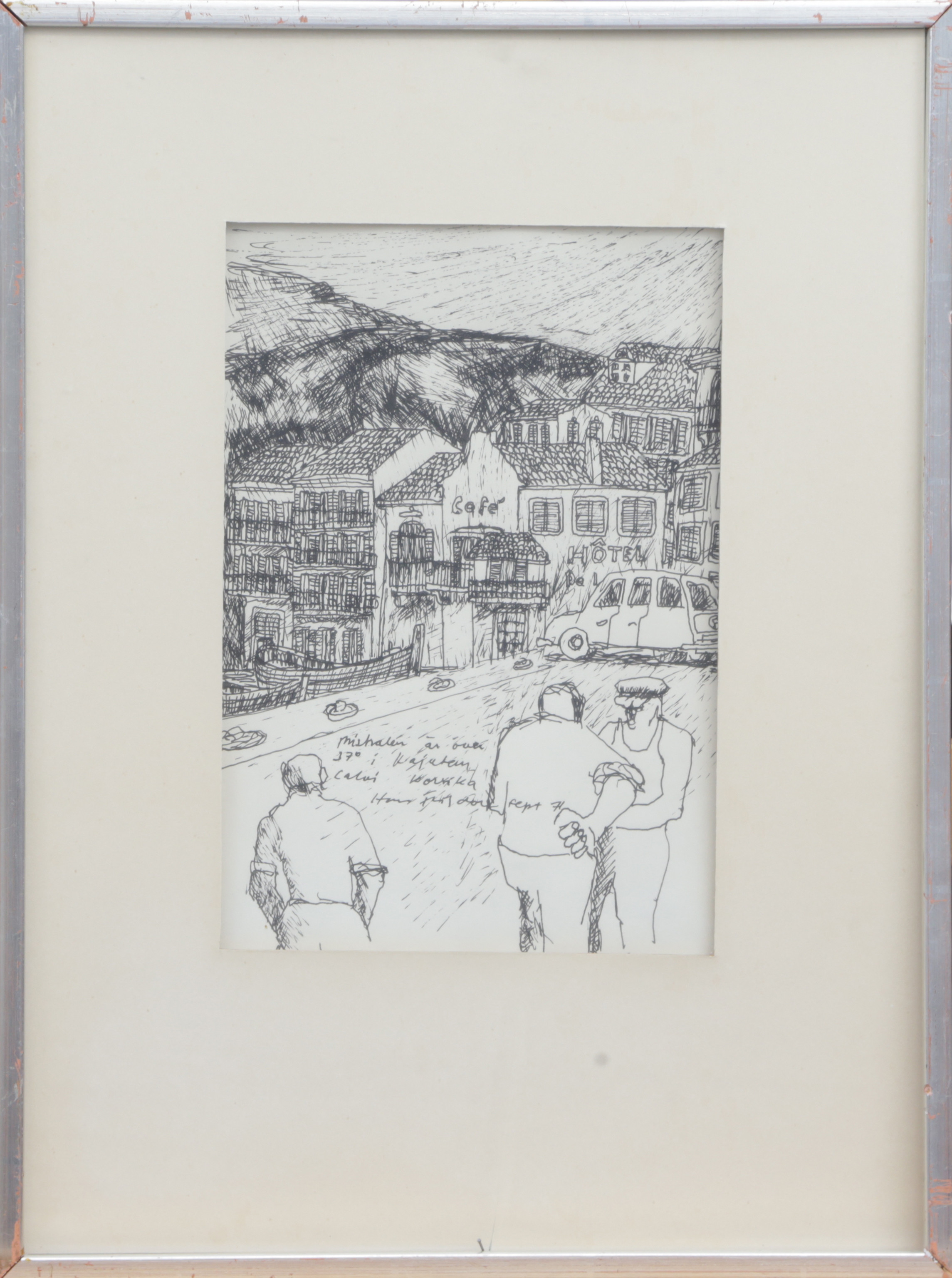 OIDENTIFIERAD KONSTNÄR. TECKNING, tusch, signerad, 1971.