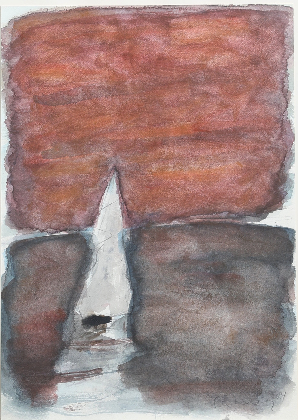 PETER LAMBERG. Akvarell, signerad, daterad 84.