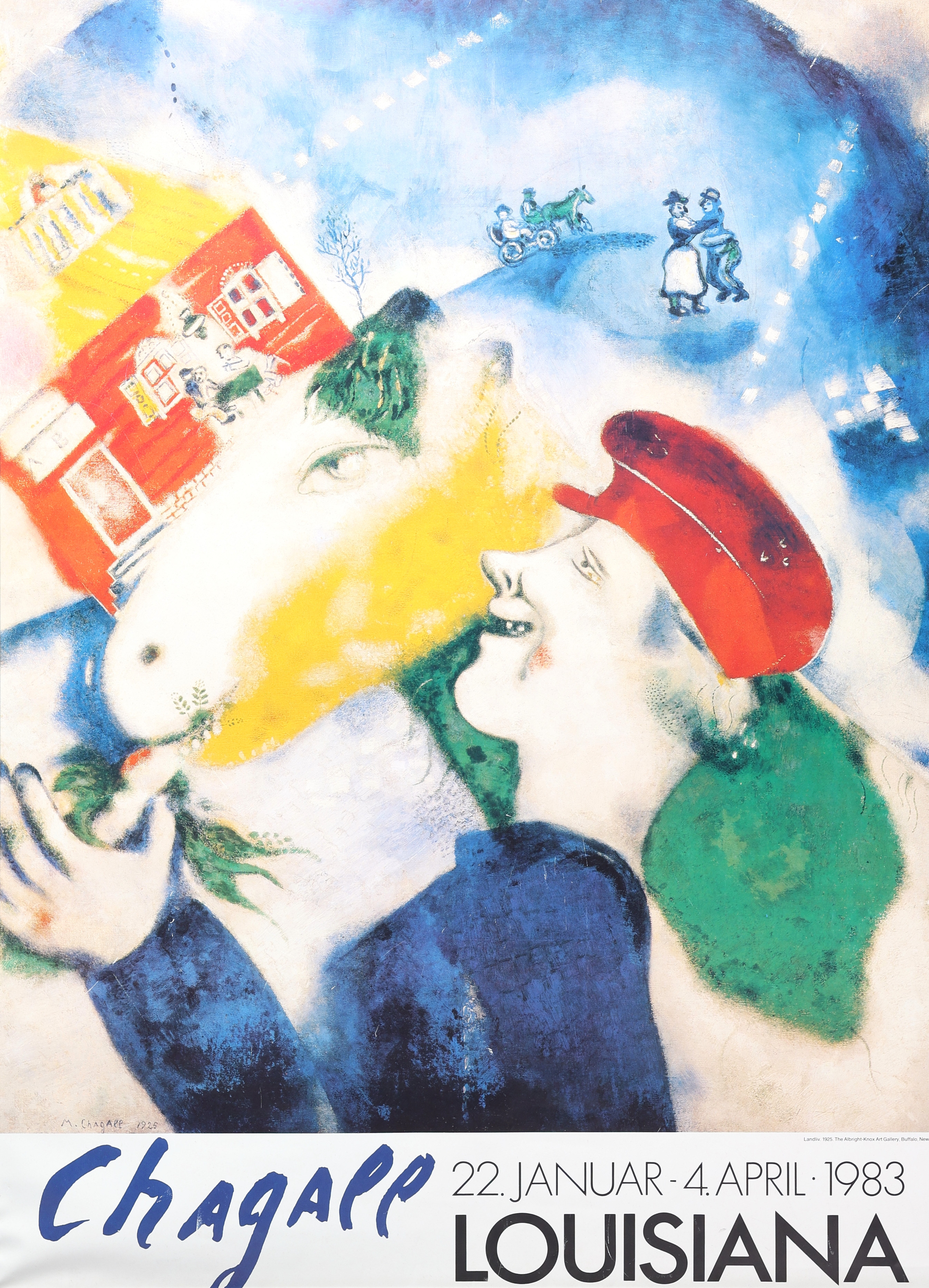 UTSTÄLLNINGSAFFISCH, offsettryck, efter Marc Chagall, Louisiana, 1983.