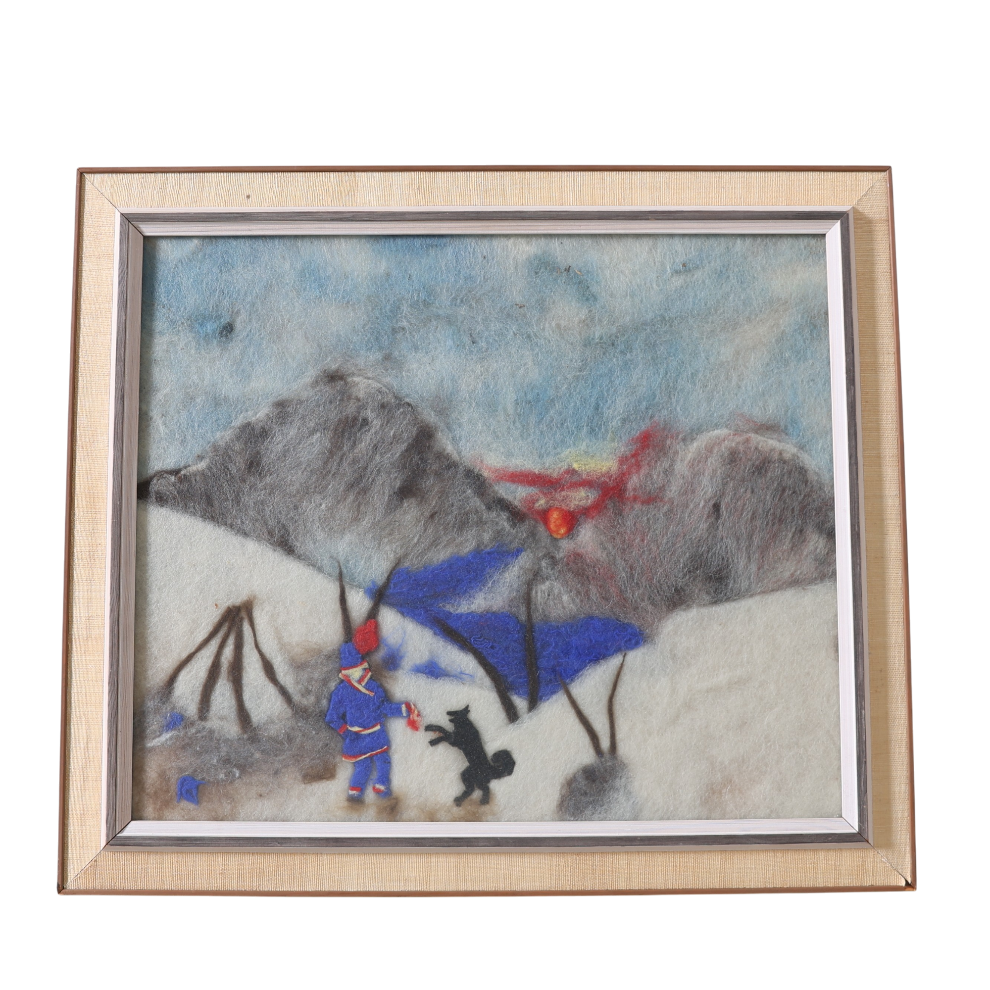 ARNOLD ERIKSSON. Ull, figurscen i fjällmiljö, monogramsignerad.