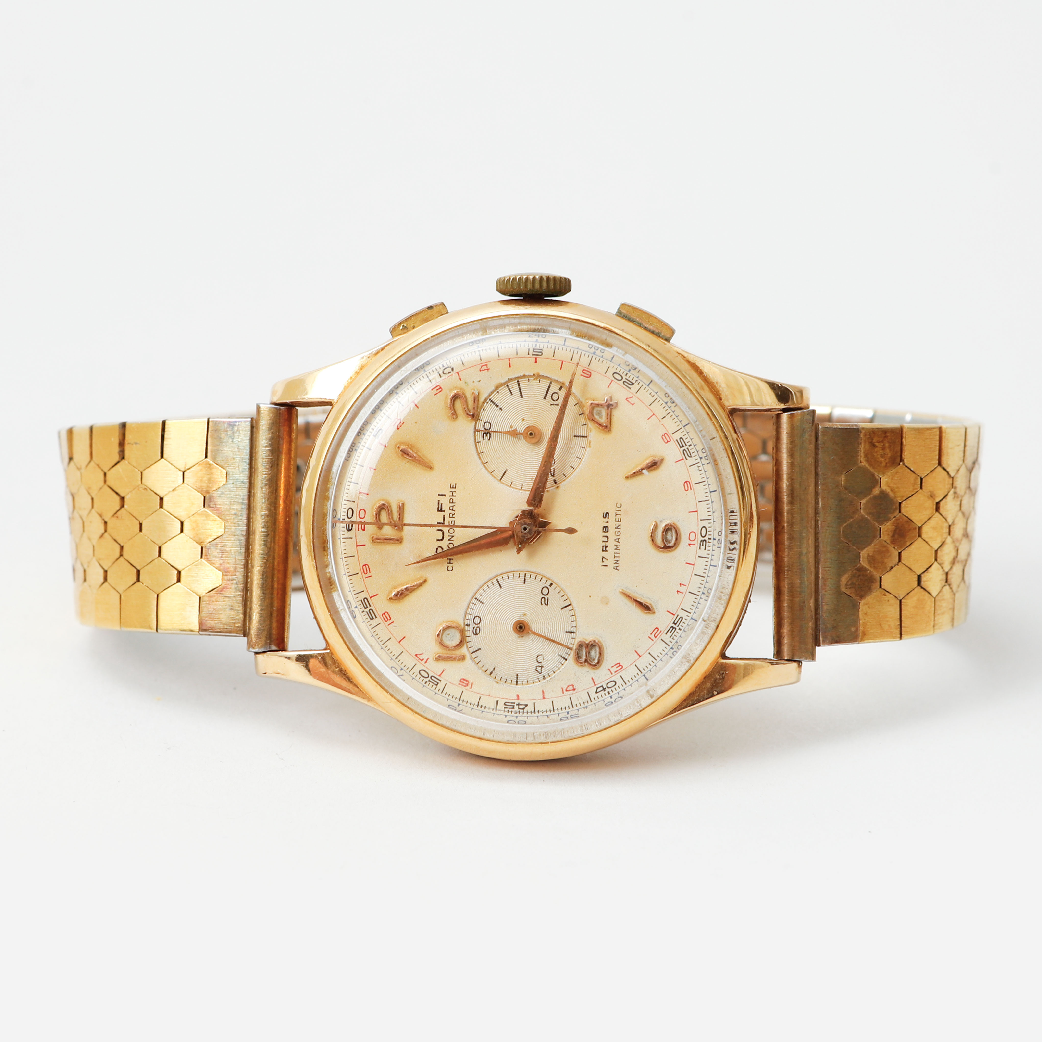 ARMBANDSUR, Dulfi, Chronographie, 18k guld, automatisk, 1950-tal.