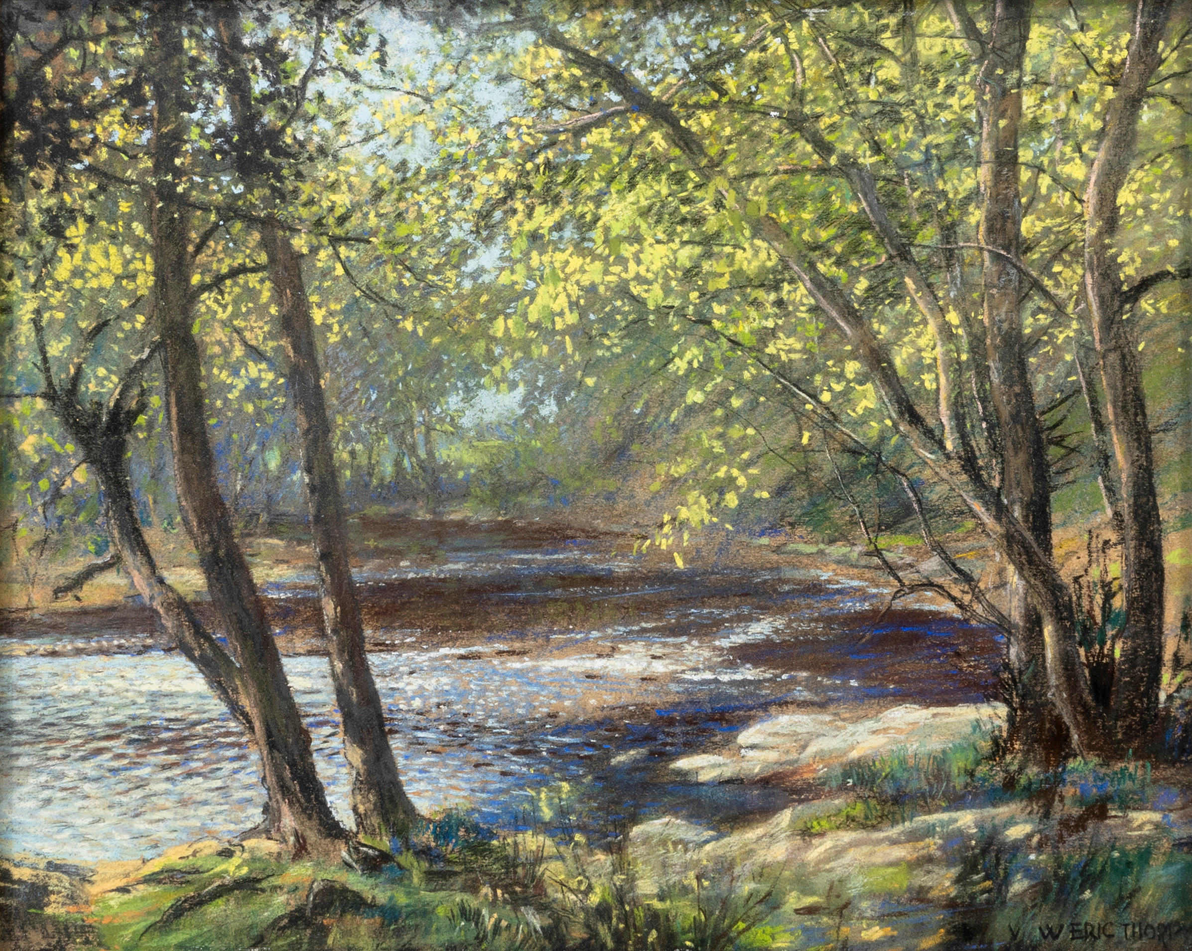 WILLIAM ERIC THORP. Vattendrag, pastellkrita på papper, signerad.