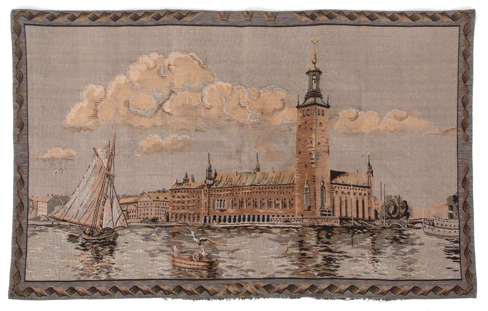 VÄGGBONAD, motiv av Stockholms stadshus. 1900-tal.
