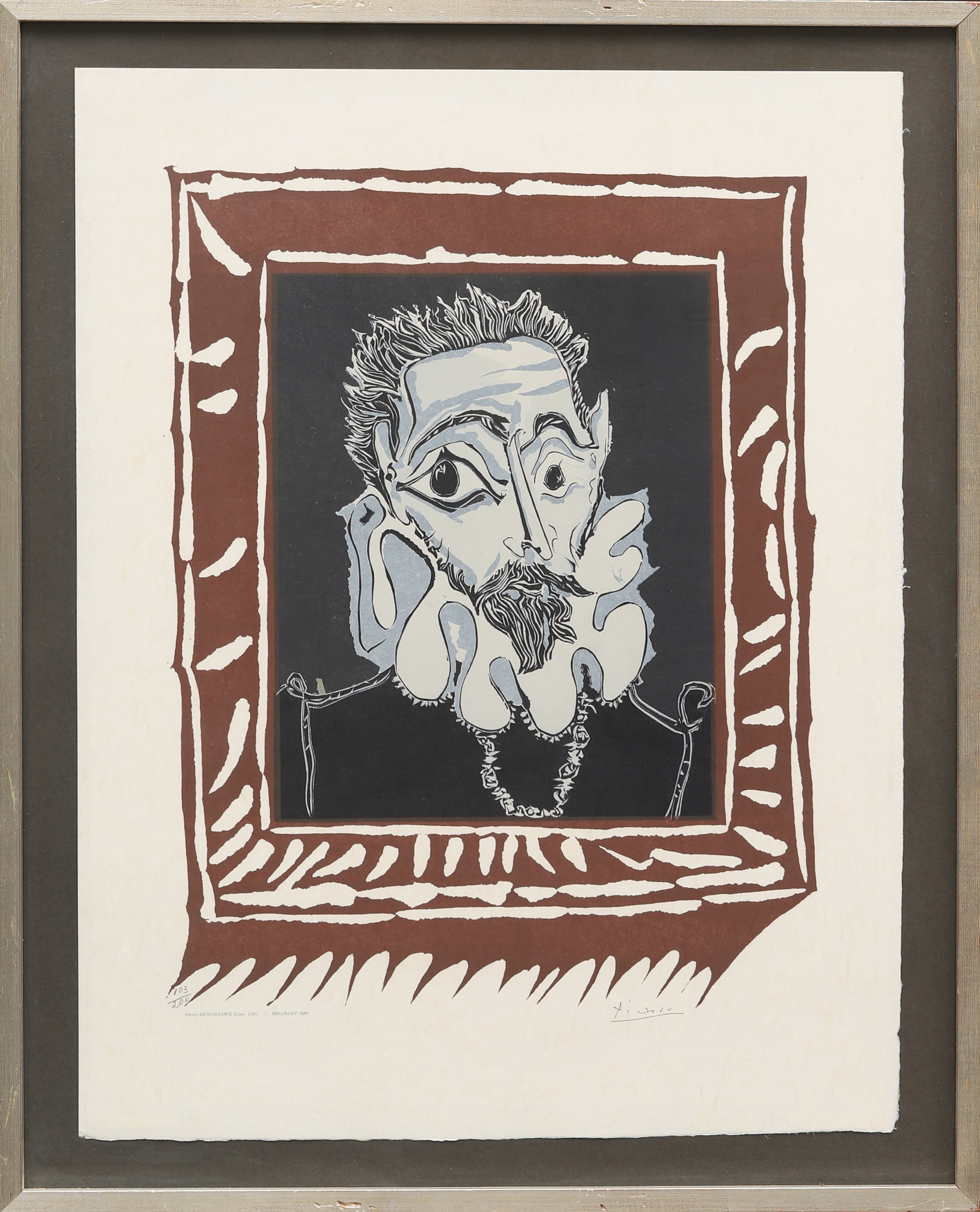 "L'homme a la Fraise", färglitografi, signerad i trycket, litograferad av Henri Deschamps.