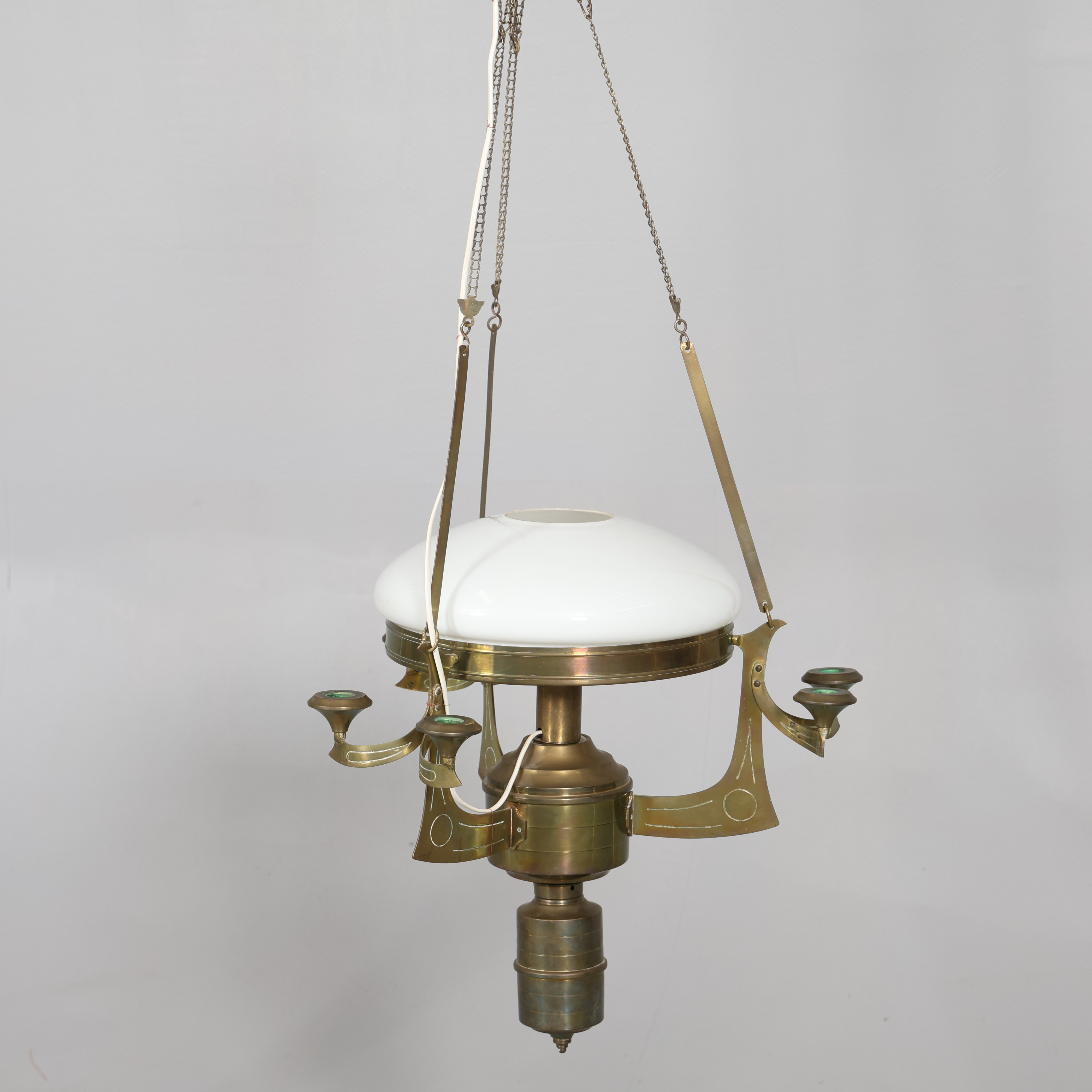 TAKFOTOGENLAMPA, mässing/glas, jugendstil, 1900-tal.