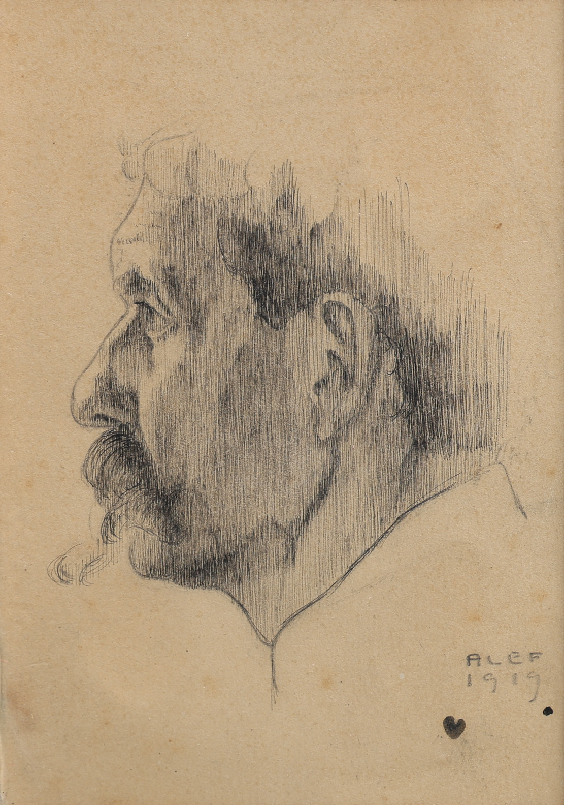 THORWALD ALEF (1896-1974), mustaschprydd man, tusch/grafit, signerad 1919.