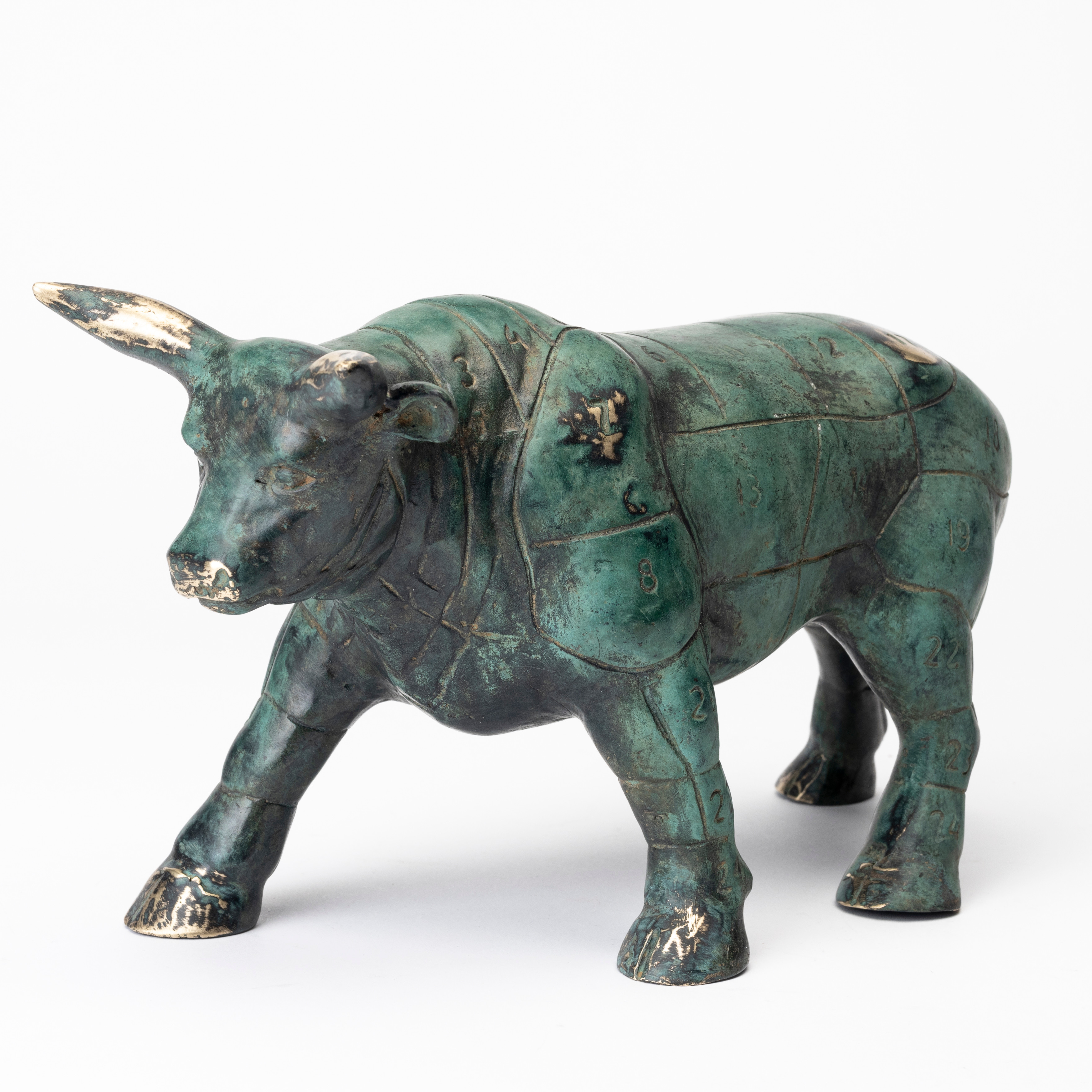 ANDREAS WARGENBRANT. Skulptur, "El Bull", grönpatinerad brons, handsignerad, gjutarstämpel.
