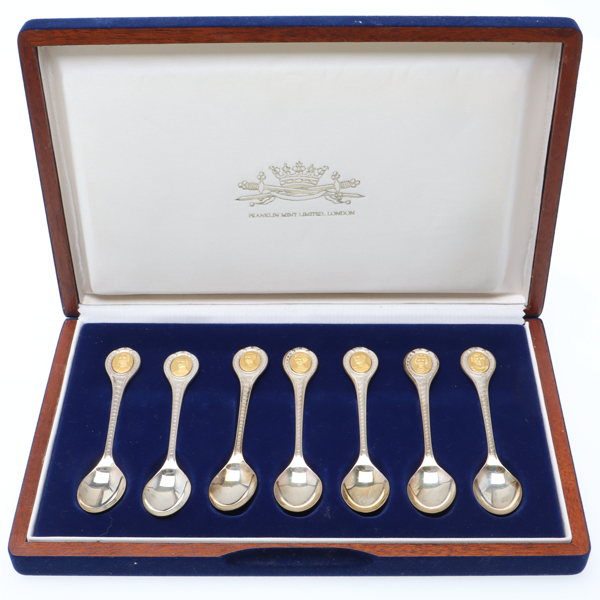 SKEDAR, 7 st, silver, "Kings and Queens of Europe", Franklin Mint Limited, England.