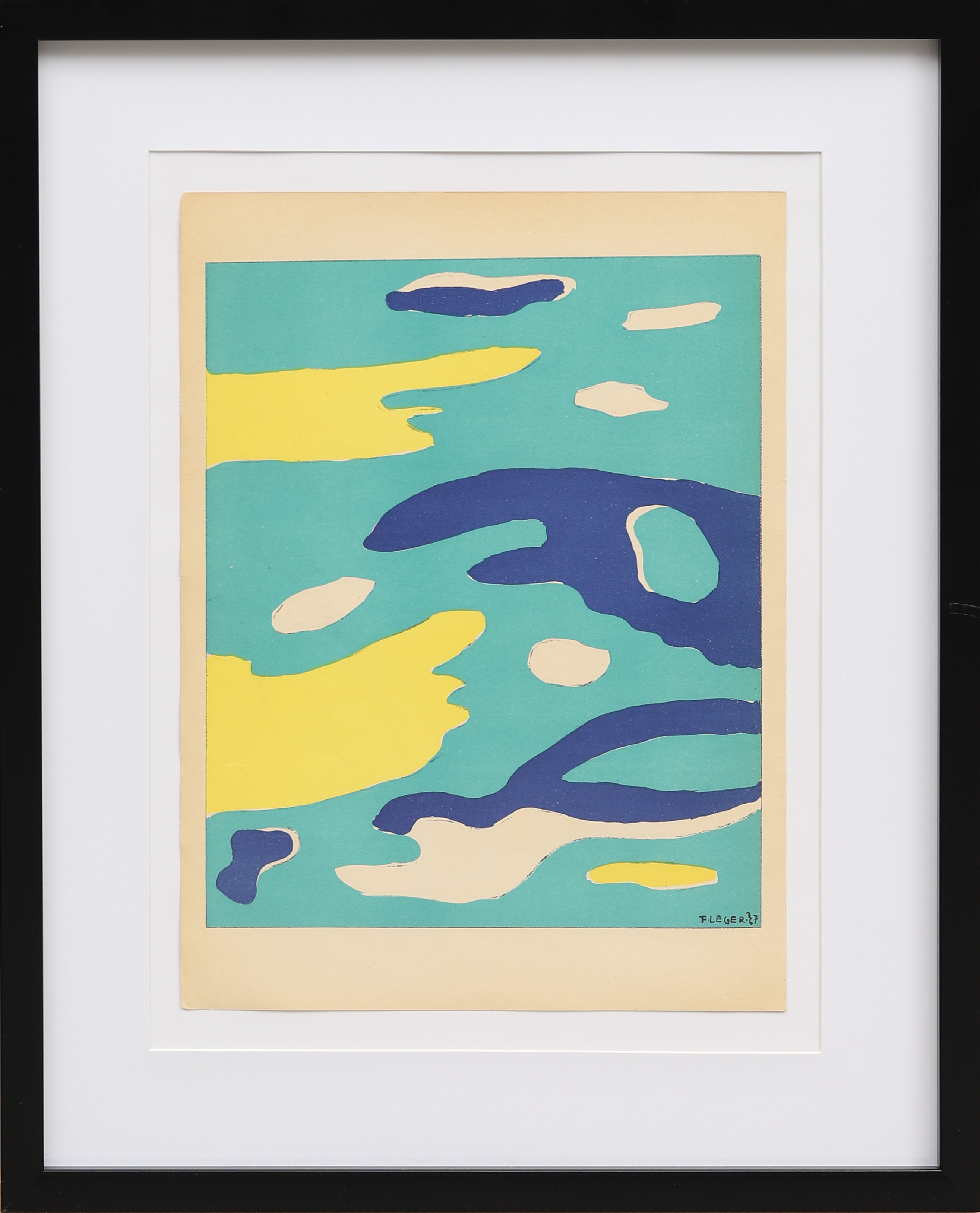 FERNAND  LÉGER. "L'eau", färglitografi, signerad i trycket, ur Verve No 1 1937, tryckt av Mourlot.