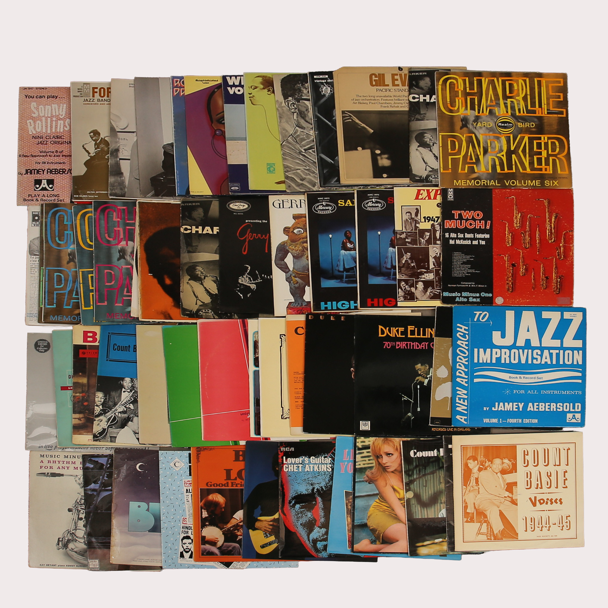 PARTI VINYL/LP skivor, jazz Gerry Mulligan, Sarah Vaughan, Duke Ellington, Count Basie tot ca 50 st.