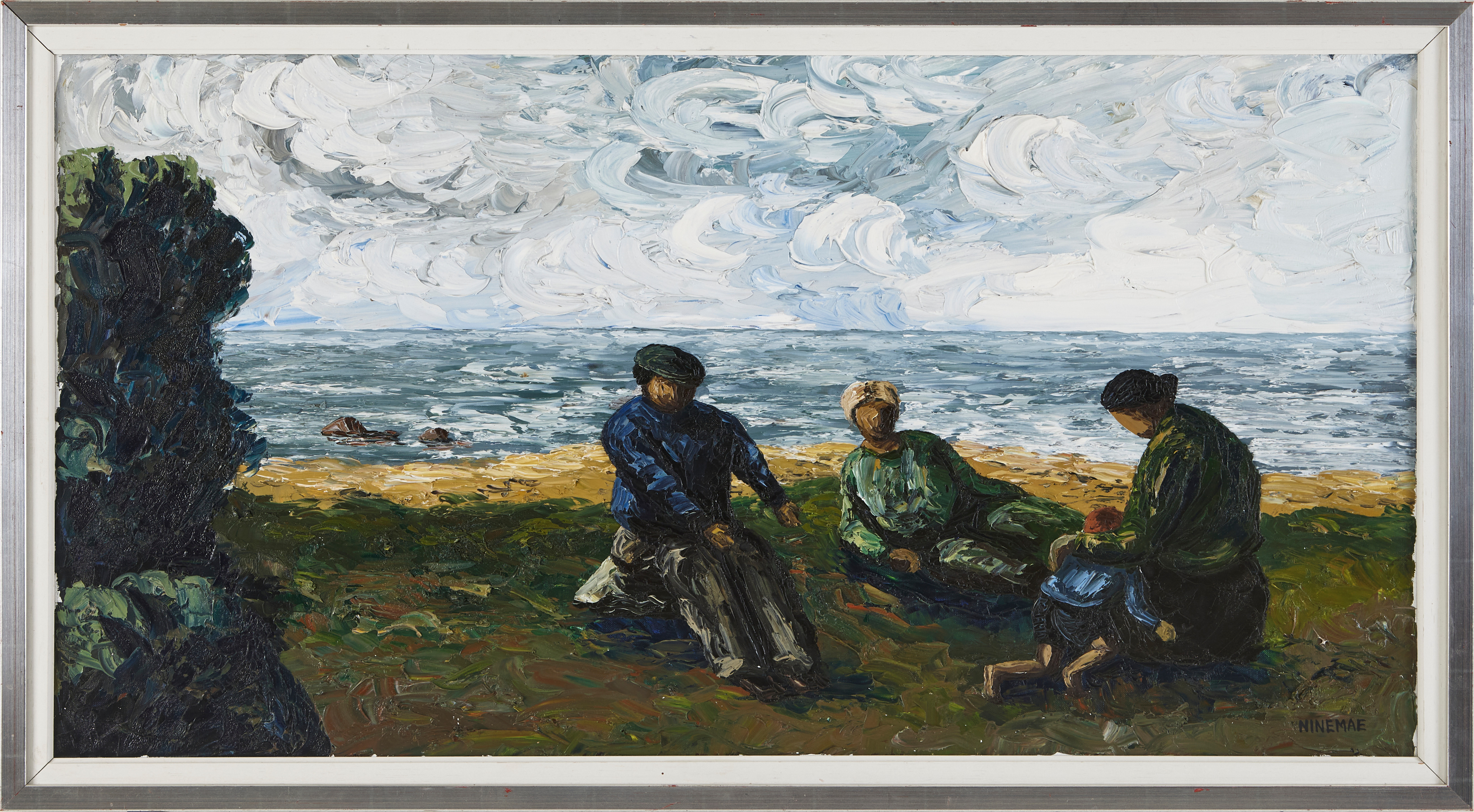 BORIS NINEMAE (1925-1991, EST/SVE). "Söndag på stranden", olja på duk, signerad Ninemae.