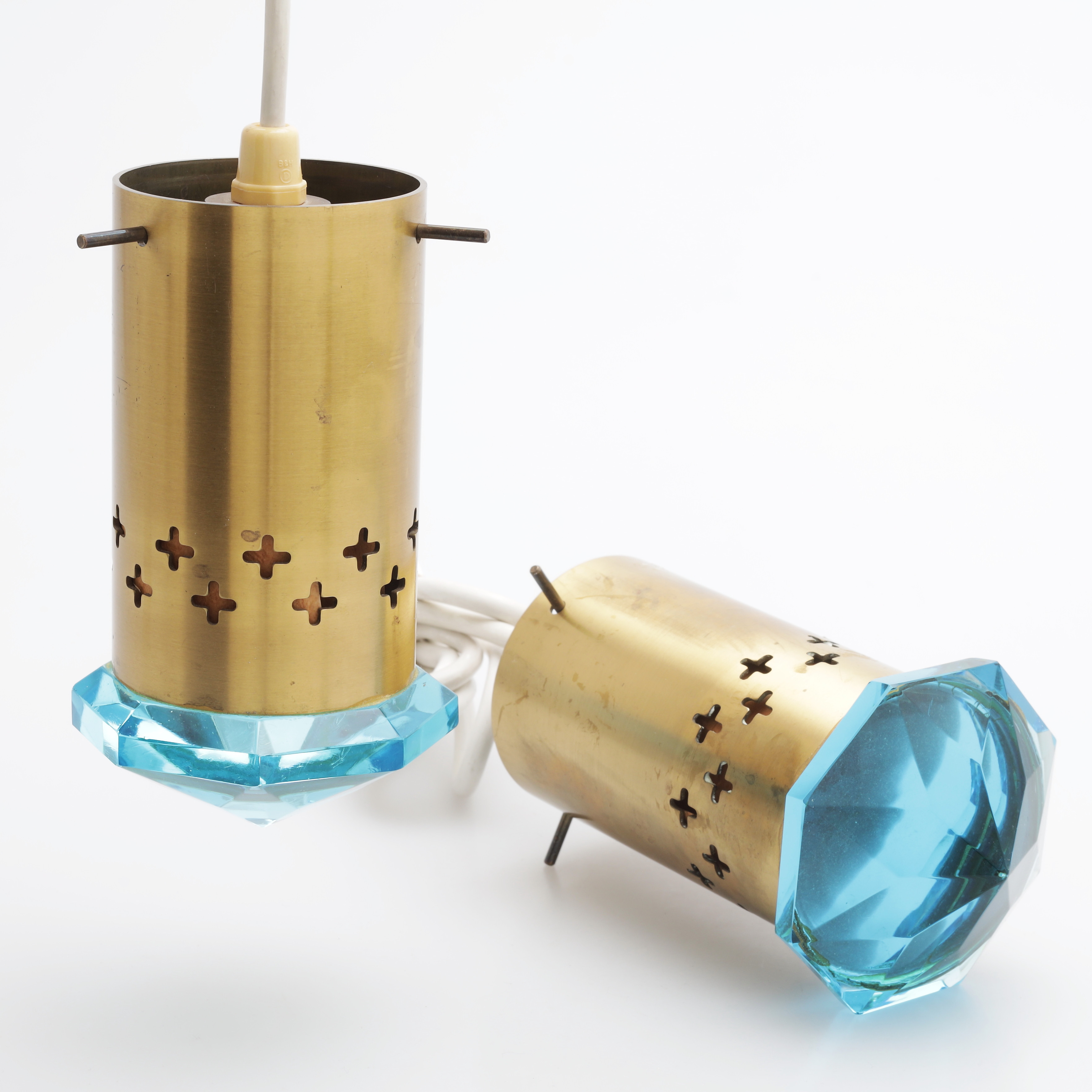 FÖNSTERLAMPOR, 1 par, mässing/glas, Helmer Andersson, Örsjö, 1960/70-tal.