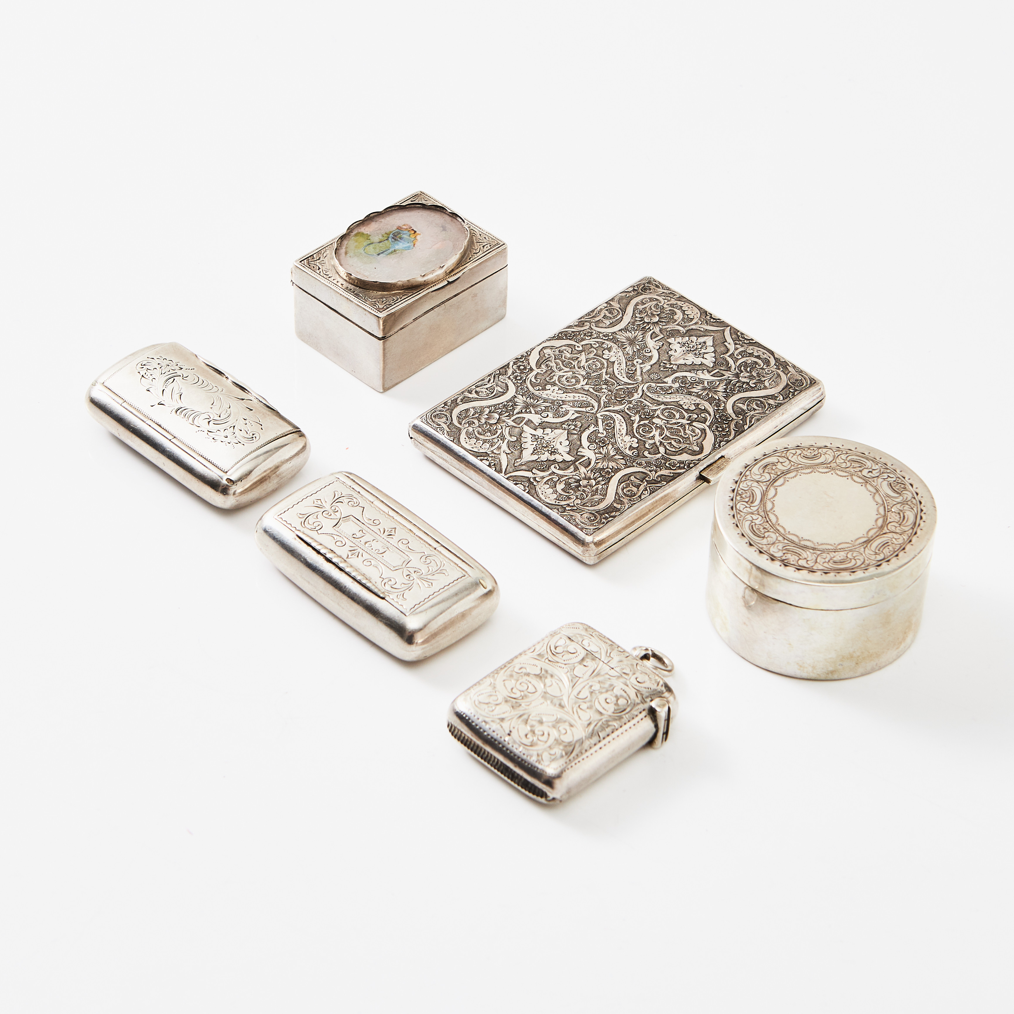 DOSOR, ETUI, silver, 18/1900-tal, Västervik Stockholm, Gävle, Chester.