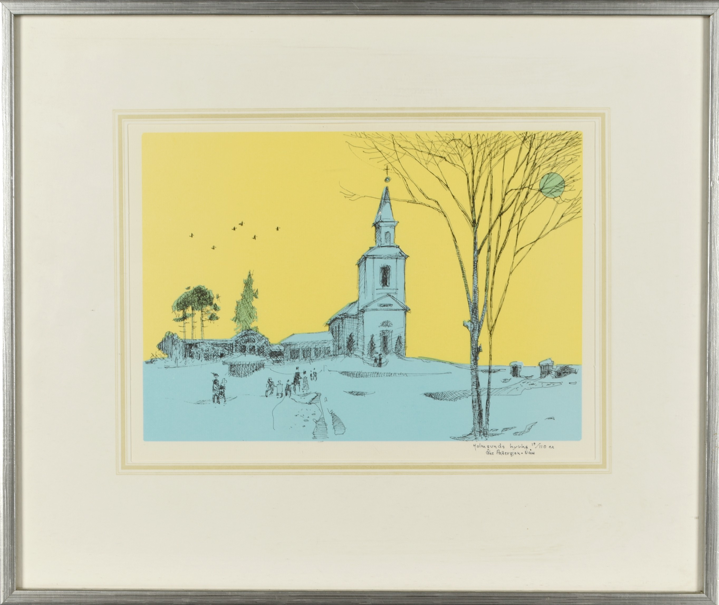 ÅKE PETTERSSON NÅW. Färglitografi, "Holmsunds kyrka" signerad, numrerad 19/110.