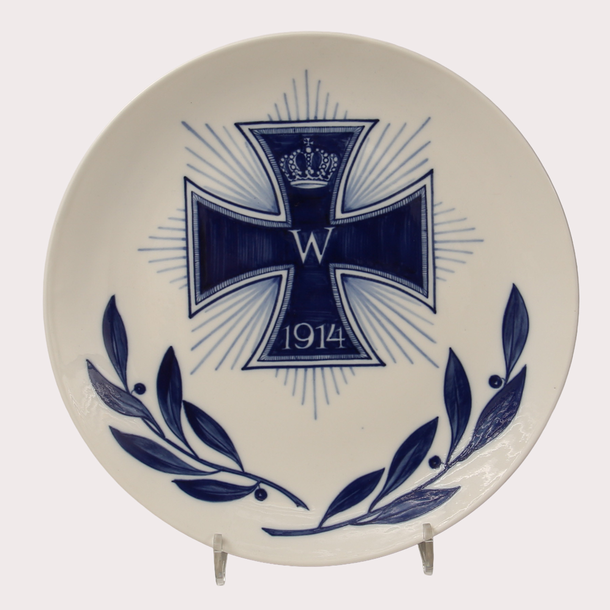MEISSEN, samlartallrik, porslin, patriotika, järnkors 1914, första världskriget.