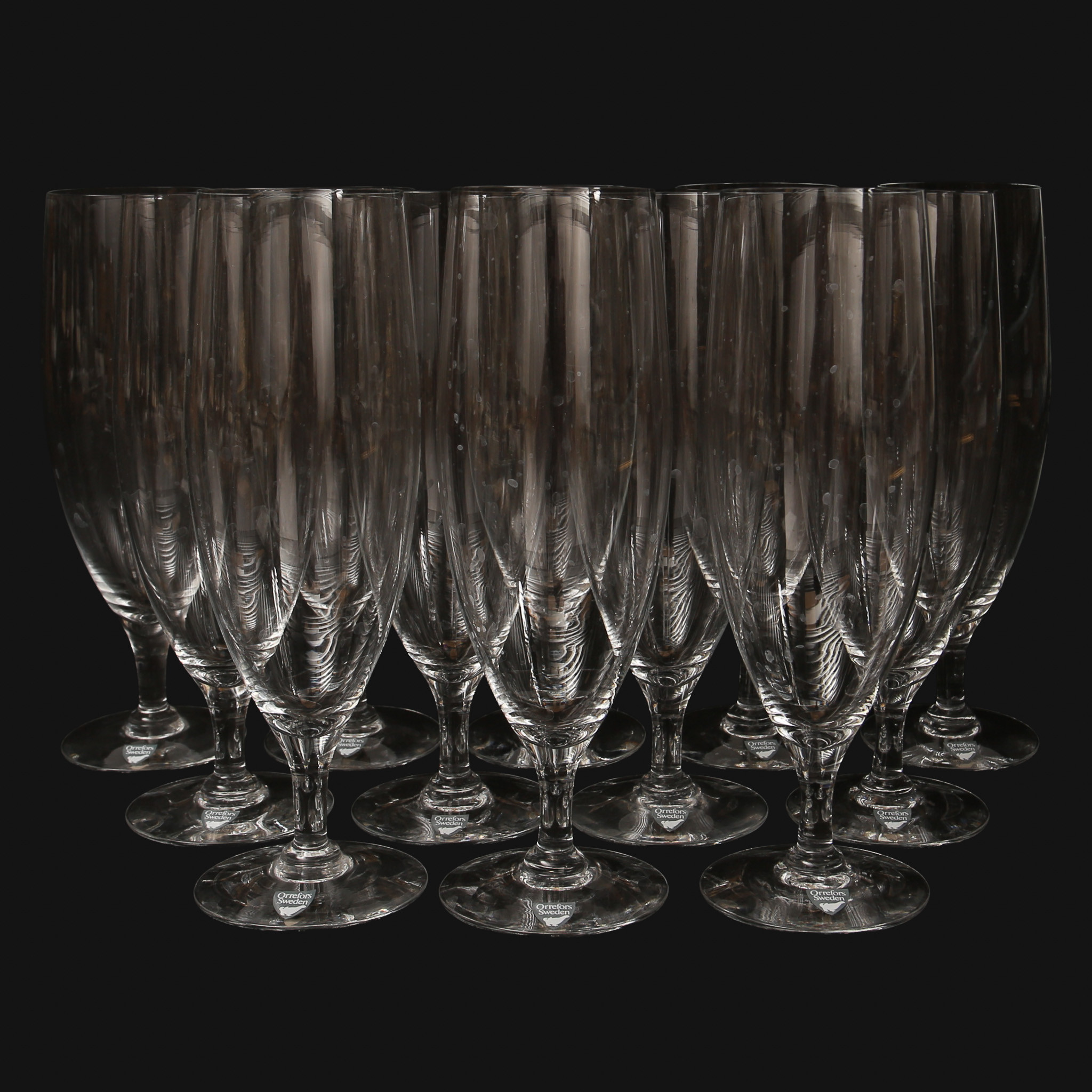 OLLE ALBERIUS. Ölglas "Pils", Orrefors, 12 stycken.