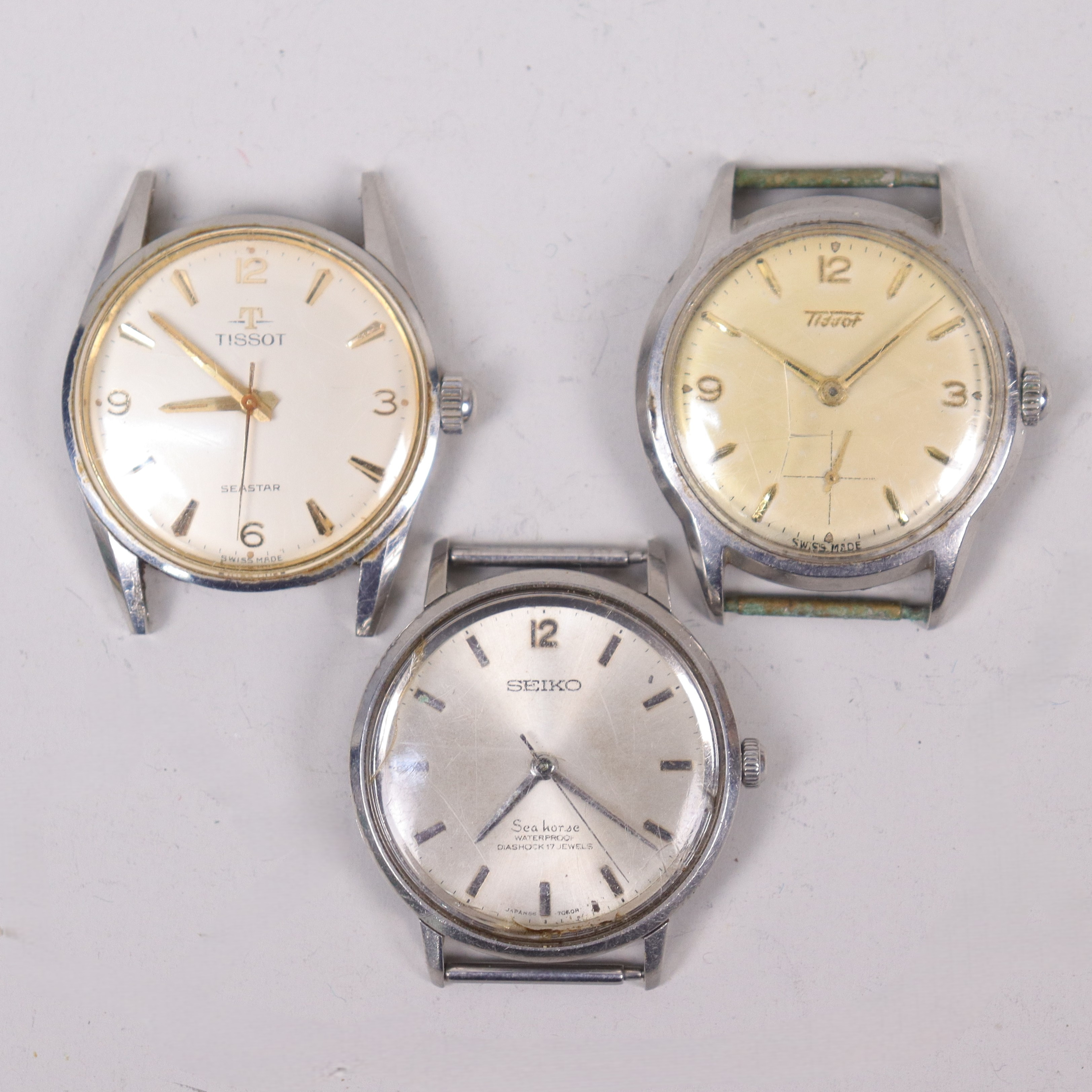 ARMBANDSUR, Tissot Seastar, Seiko Seahorse mm, 1950/60-tal, 3 st.
