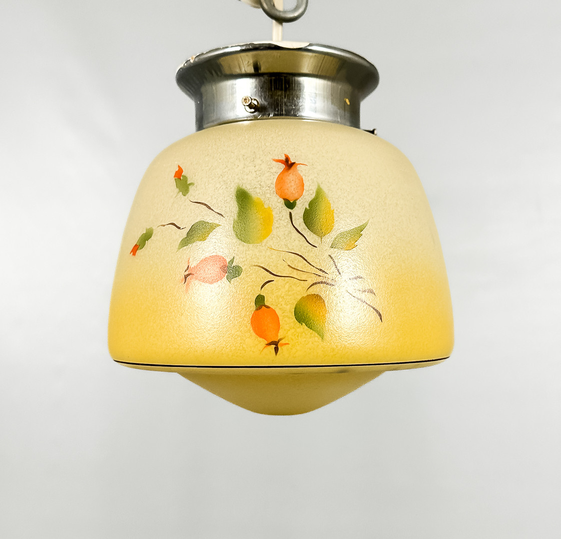 TAKLAMPA, glas, kromad metall, 1930/40-tal.