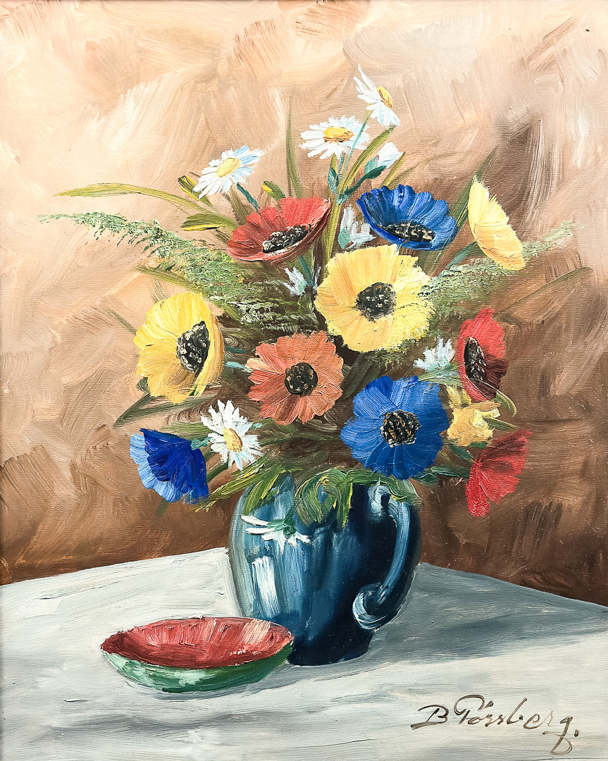 BÖRJE FORSBERG. OLJA PÅ DUK, "Blomsterstilleben", signerad.