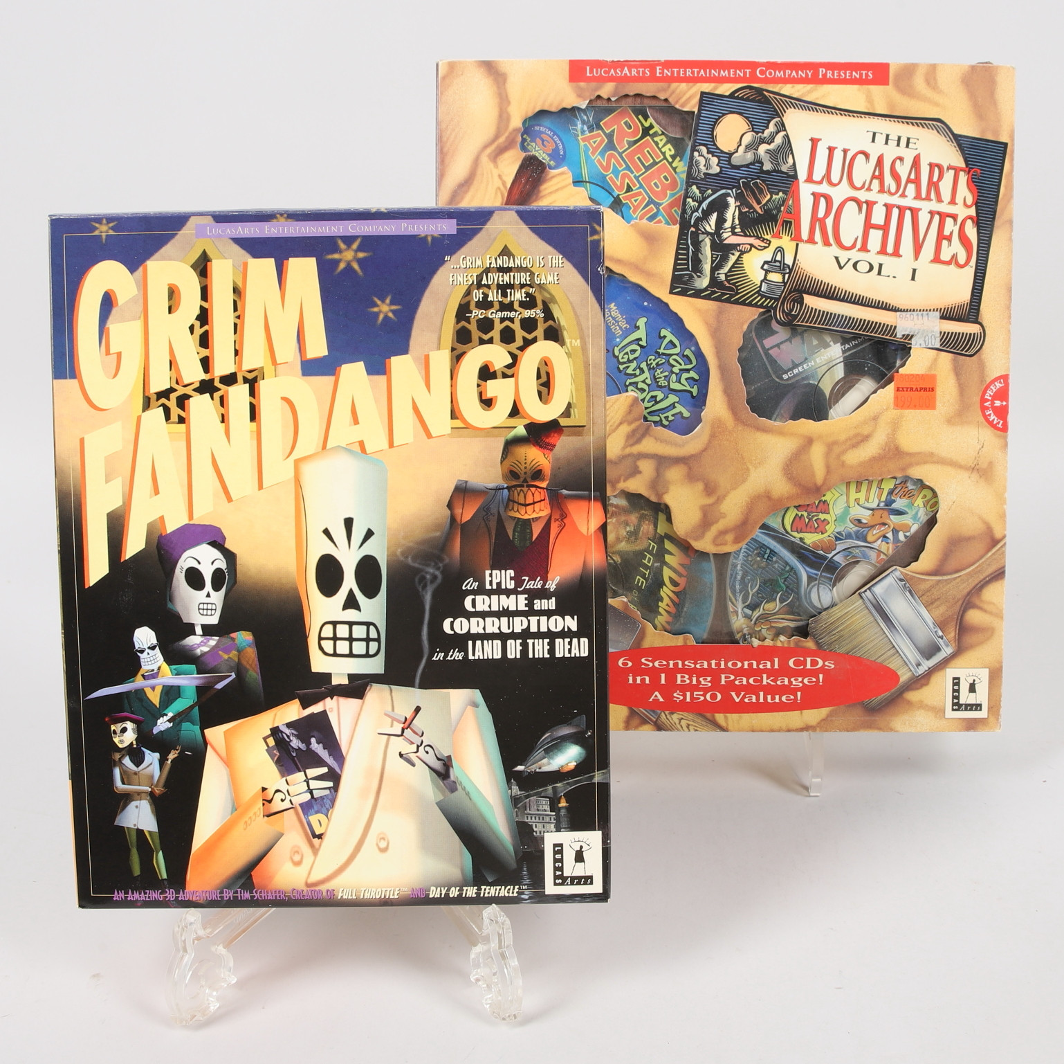 PC-SPEL, 2 st, Grim Fandango & Lucas Arts Archives Vol 1, Star Wars, 1993-1996.