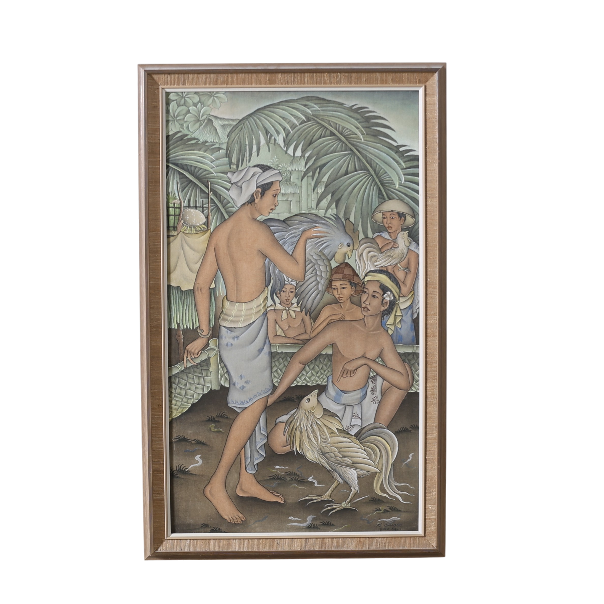 KETUT SUDANA. Marknadsscen, Ubud, Bali, signerad, 1900-tal.