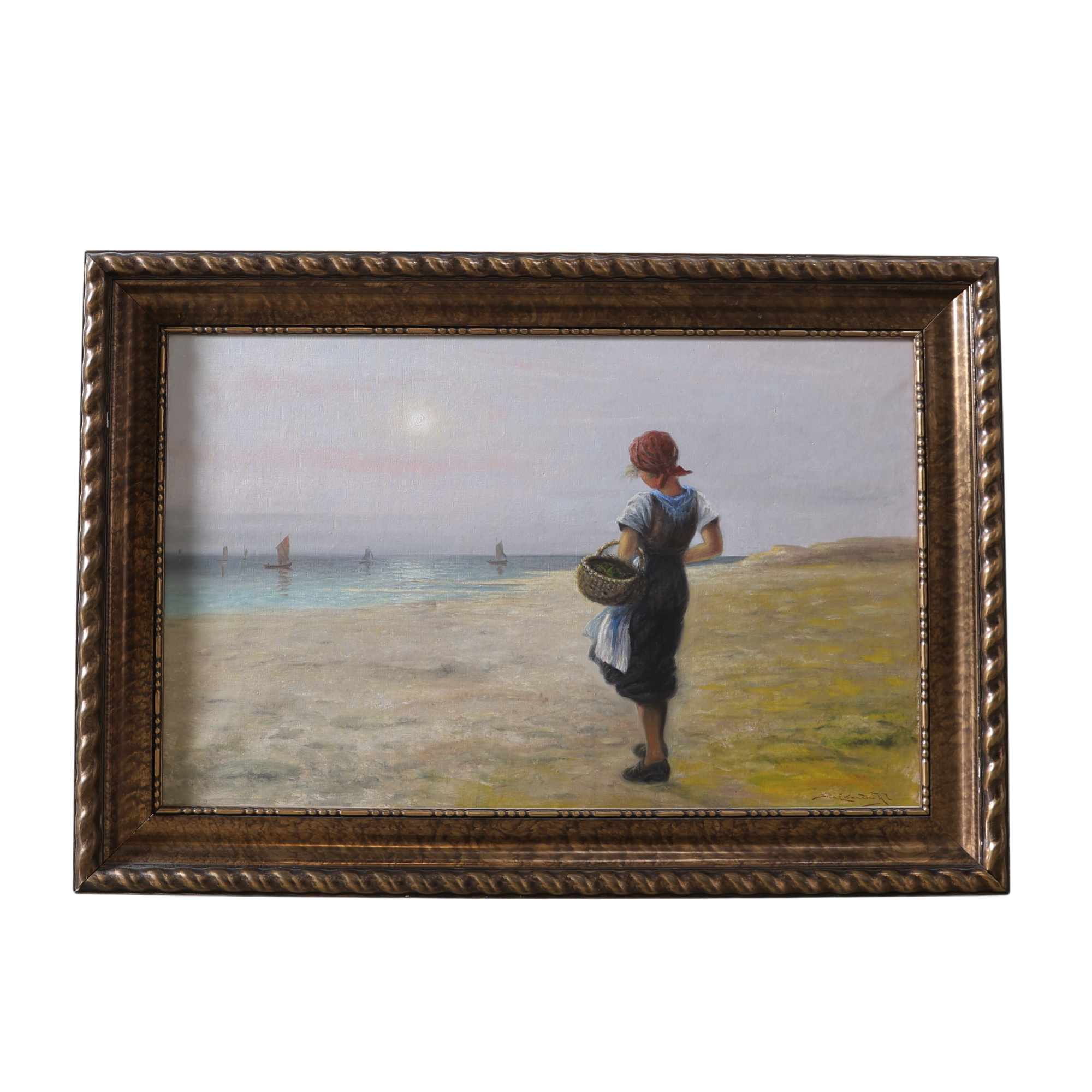 STEN EKENDAHL. Kvinna på strand, olja på duk, signerad, 1900-tal.
