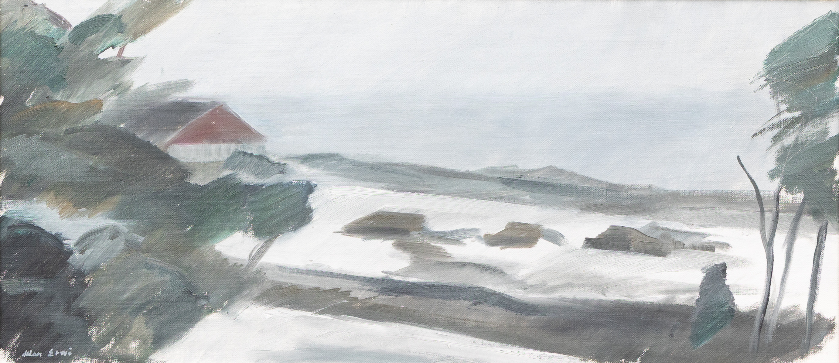 ALLAN ERWÖ  (1921-2007). "Marssnö vid Torekov", olja på duk, signerad.