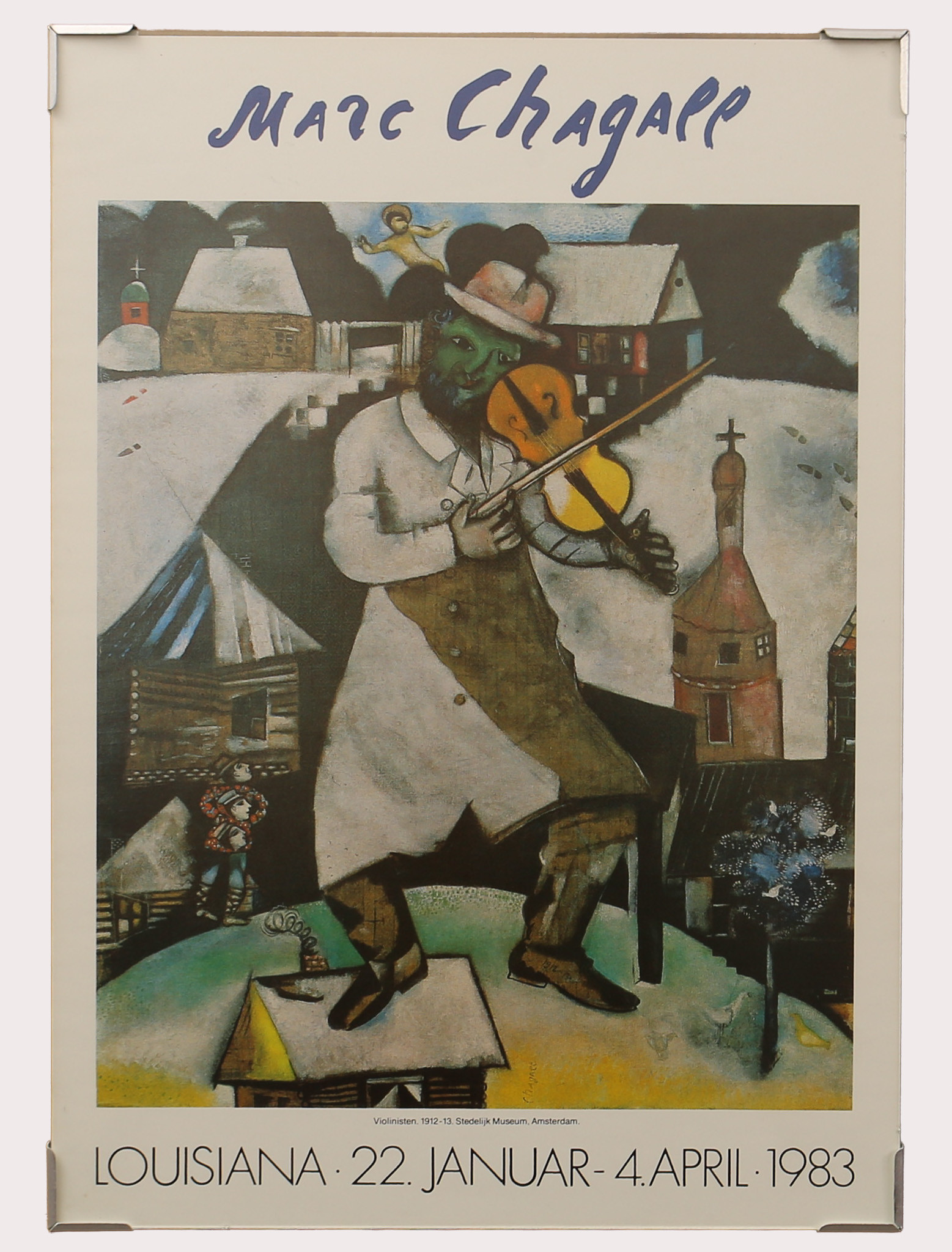 MARC CHAGALL, efter, "Violonisten", utsställnings tryck, Louisiana 22 jan-4 apr. År 1983.