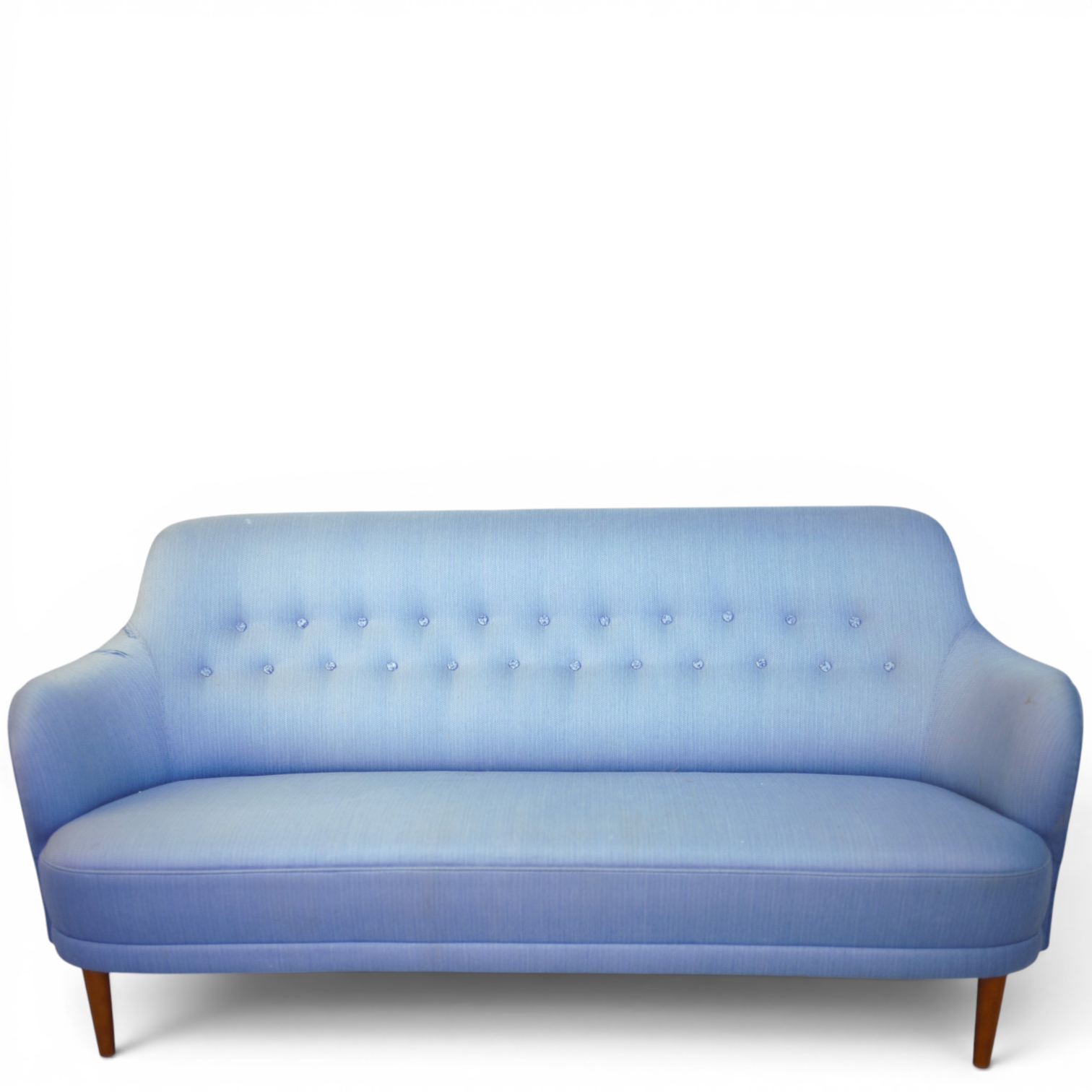 CARL MALMSTEN. Soffa, "Samsas", blå klädsel av ull, djupstoppad rygg, formgivningsår 1960.