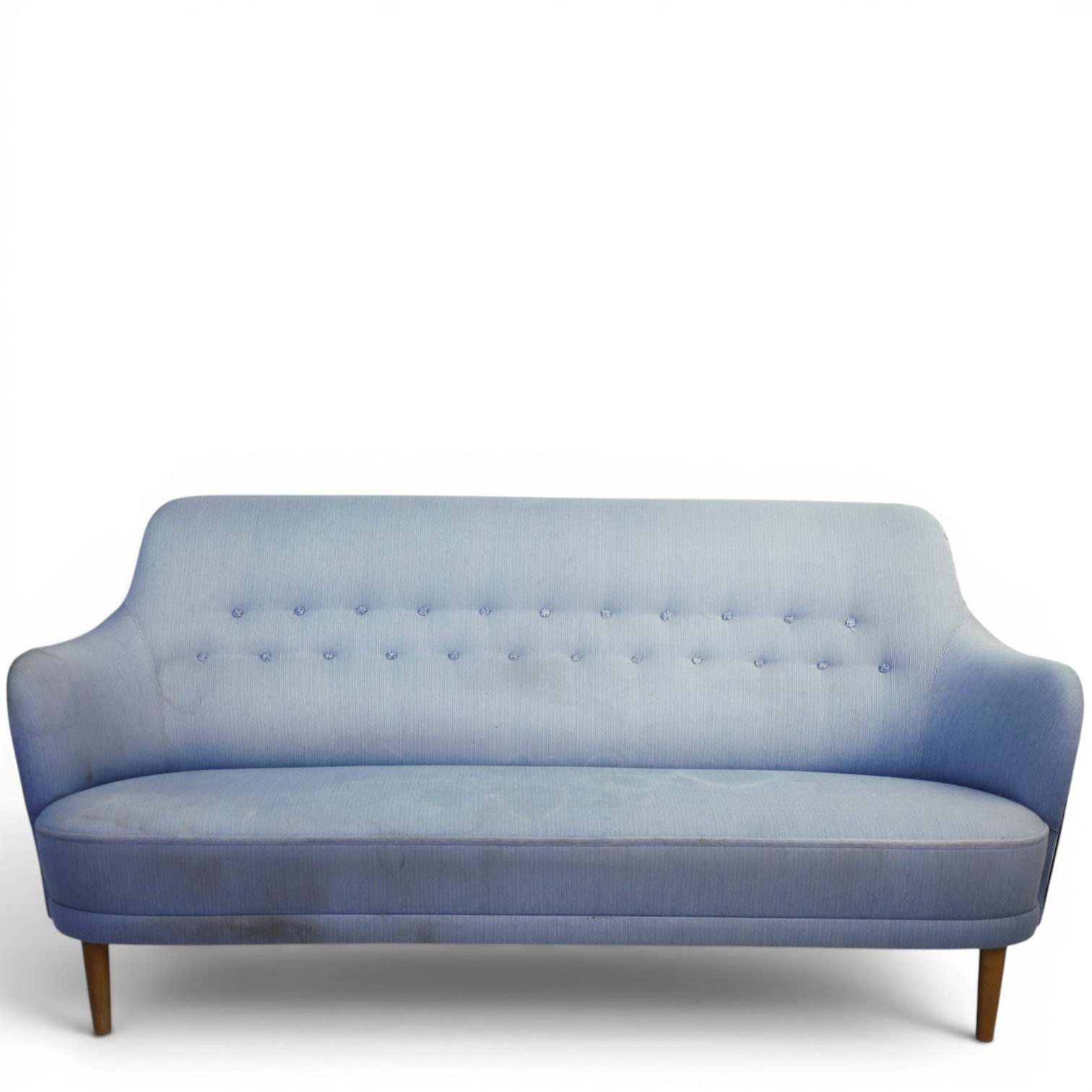 CARL MALMSTEN. Soffa, "Samsas", blå klädsel av ull, djupstoppad rygg, formgivningsår 1960.