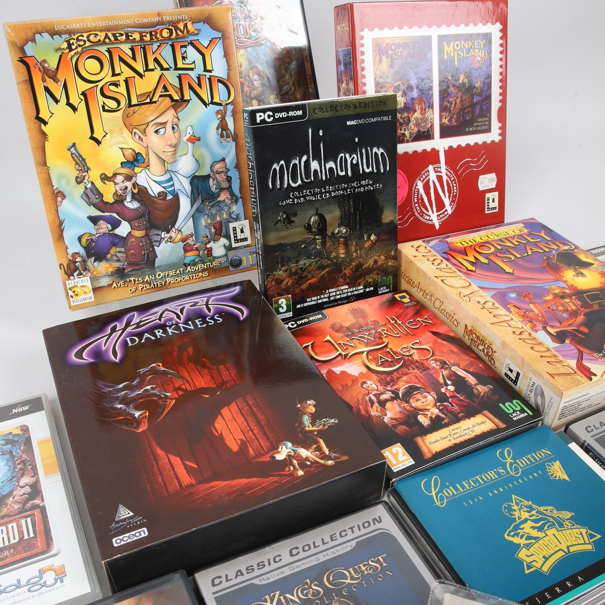 PARTI PC-SPEL, 16 st, bl.a. Monkey Island, Machinarium, King´s Quest, 1994-2010.