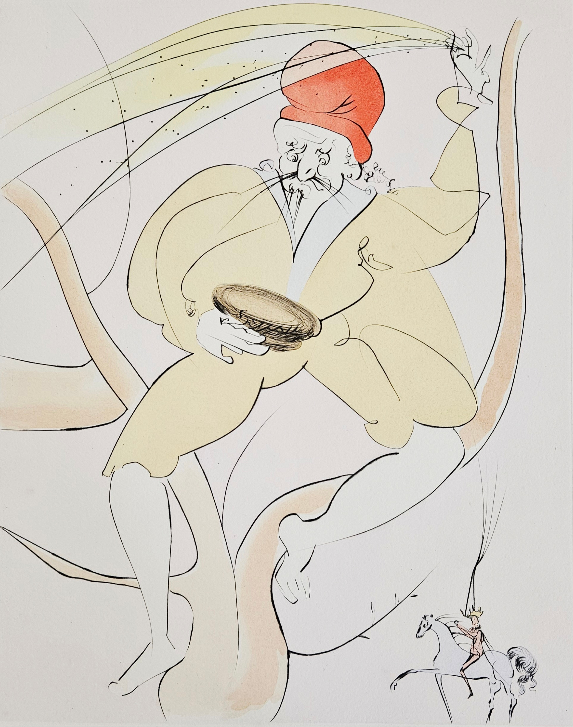 SALVADOR DALÍ. "Hanasakaji san". Färgetsning, ur serien "Japanese fairy tales", HC, signerad Dali.