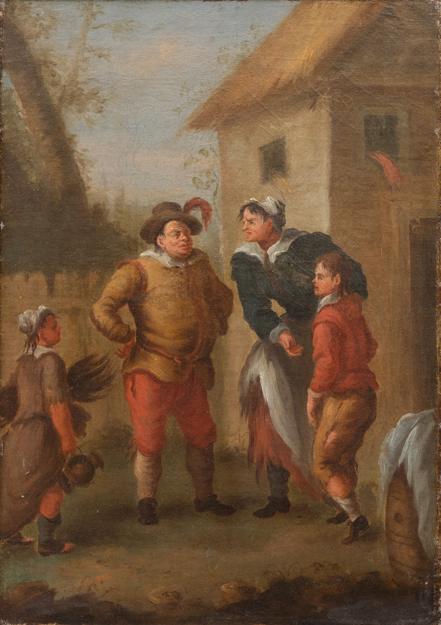 OKÄND KONSTNÄR. Agumentation vid väg, tidigt 1700-tal, olja på duk, osignerad.
